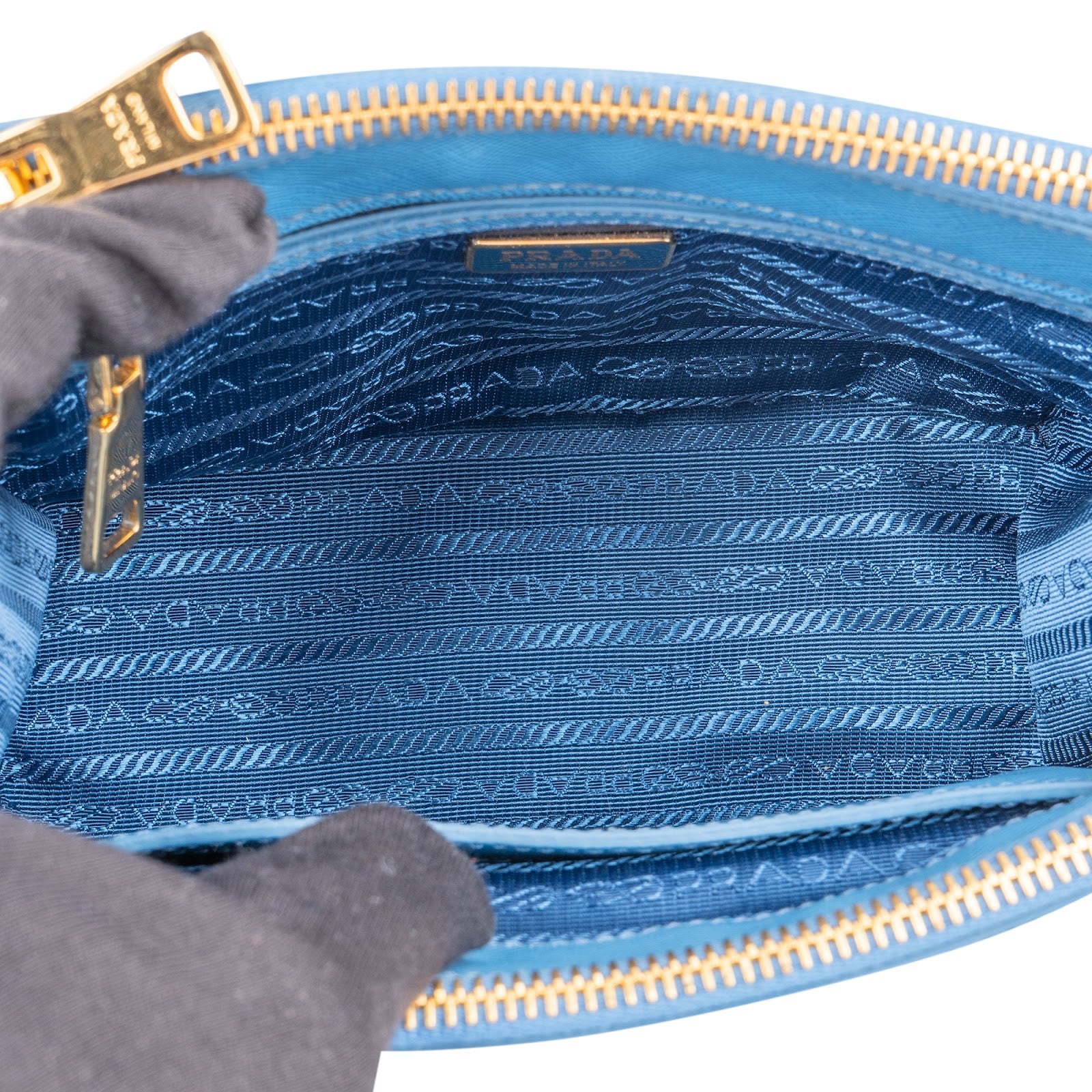 Prada Blue Saffiano Leather Pradasphere Galleria Micro Handbag