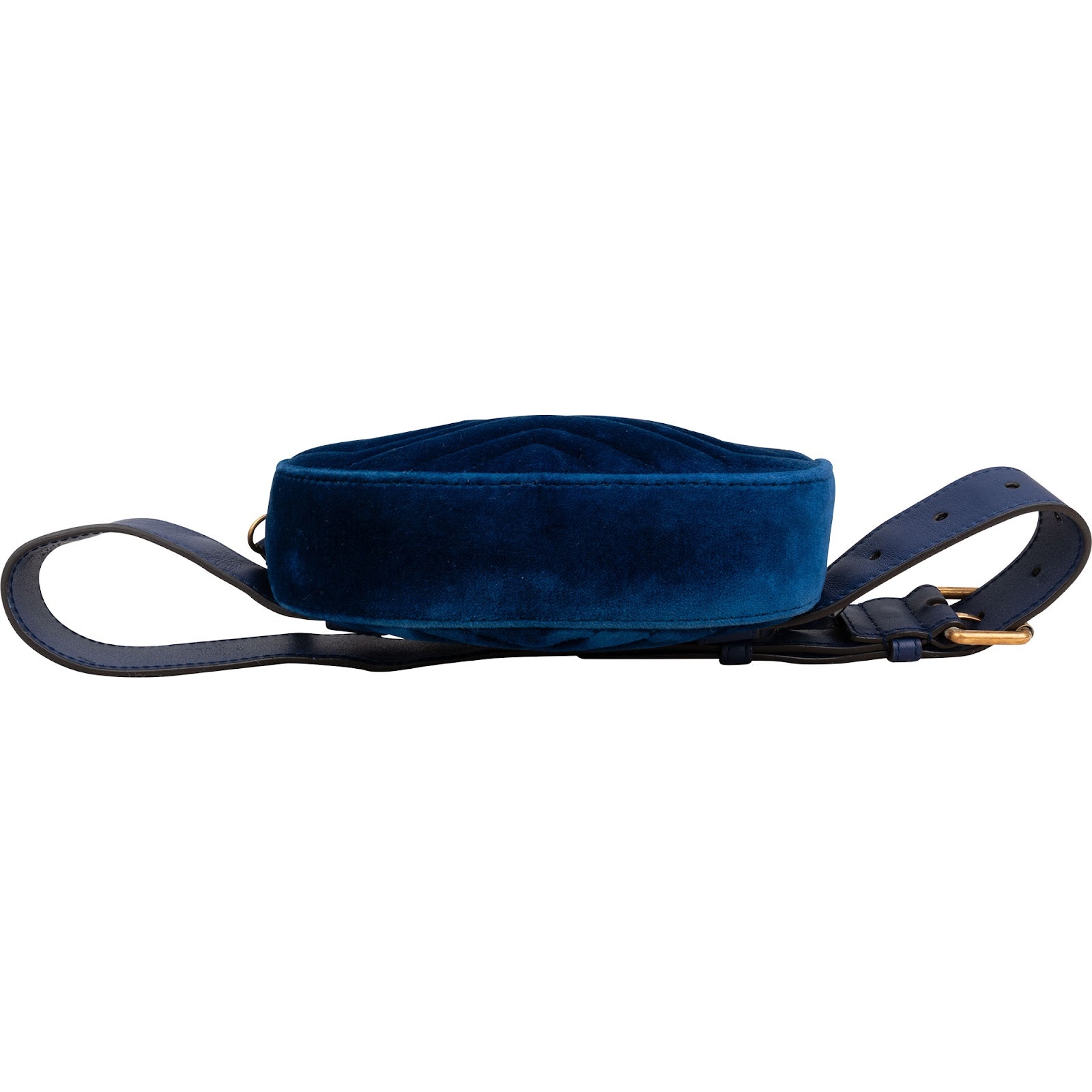 Gucci Blue Leather Velvet GG Marmont Matelassé Belt Bag