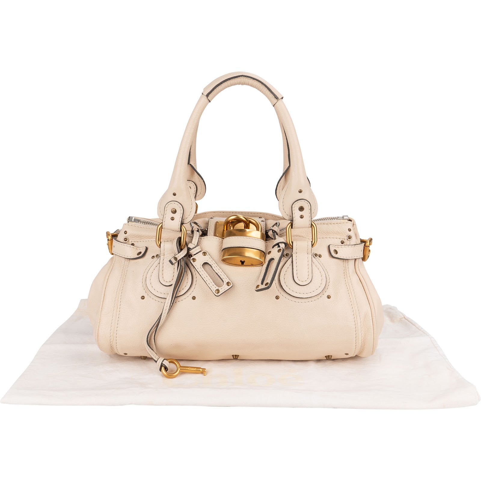 Chloé White Leather Paddington Handbag