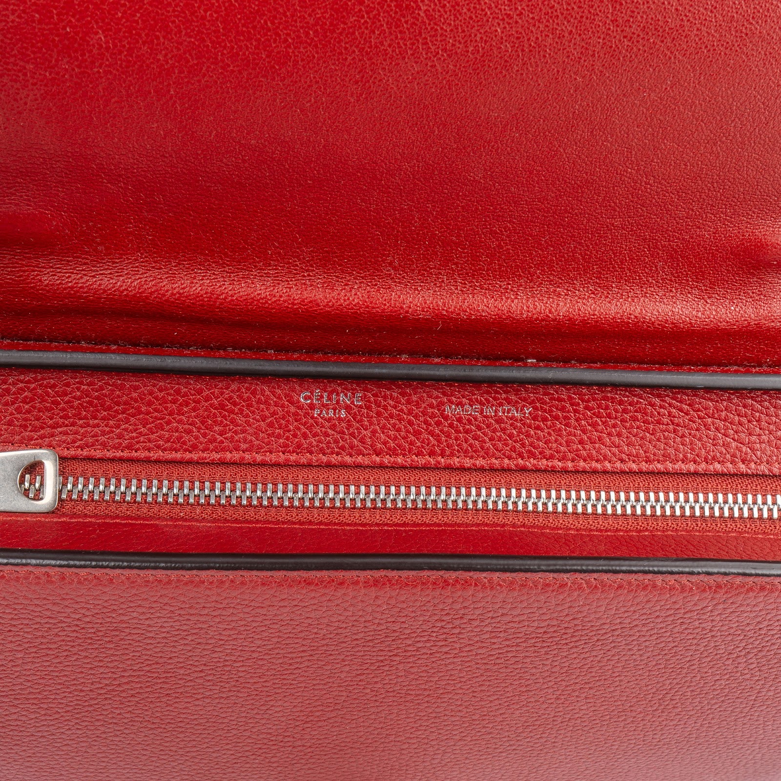 Celine Grained Calfskin Suede Leather Trapeze Handbag