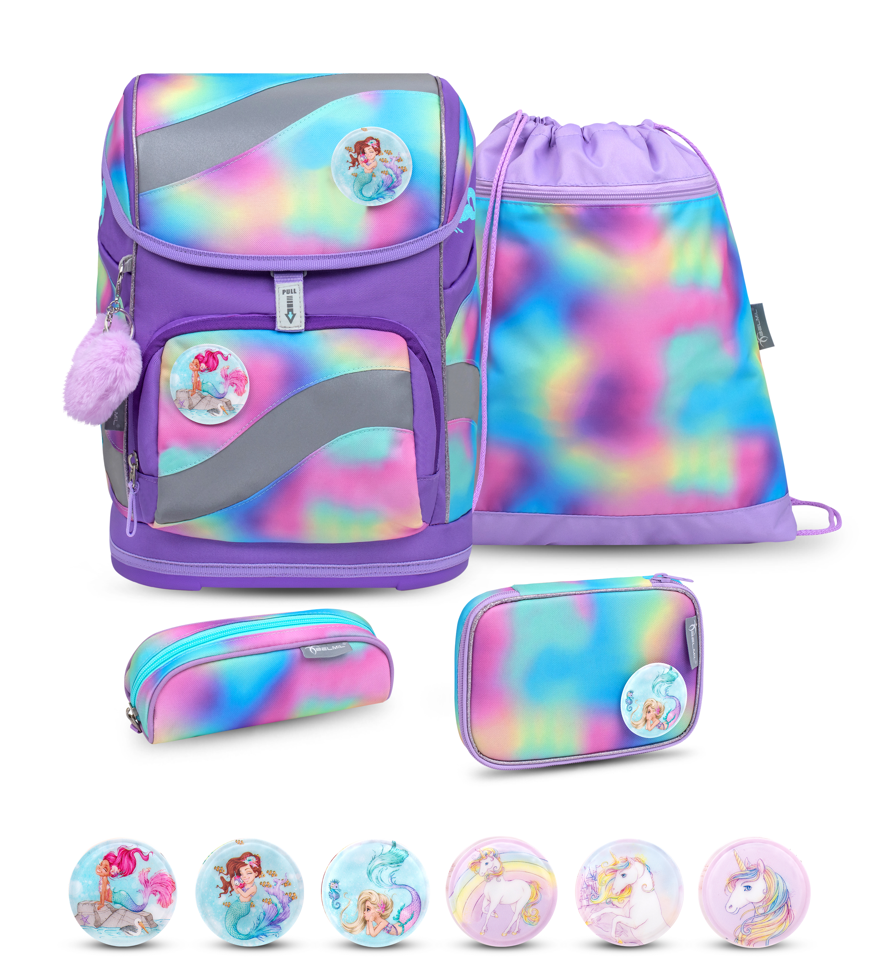 Smarty satchel set 5-piece with 6 patches - Rainbow Color
