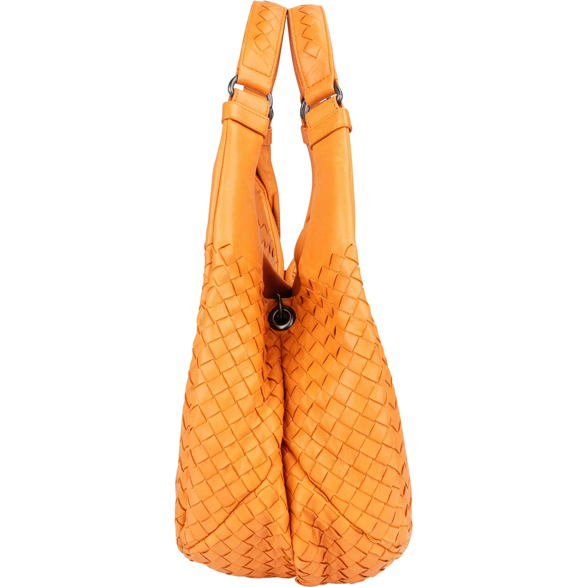 Bottega Veneta Orange Leather Intrecciato Handbag