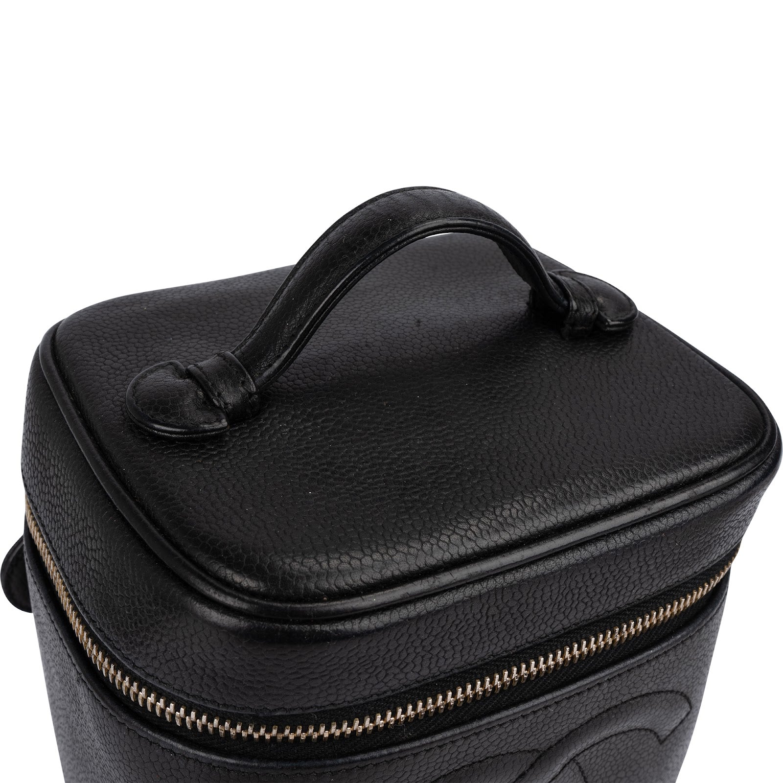 Trousse Chanel in pelle Caviar con motivo CC