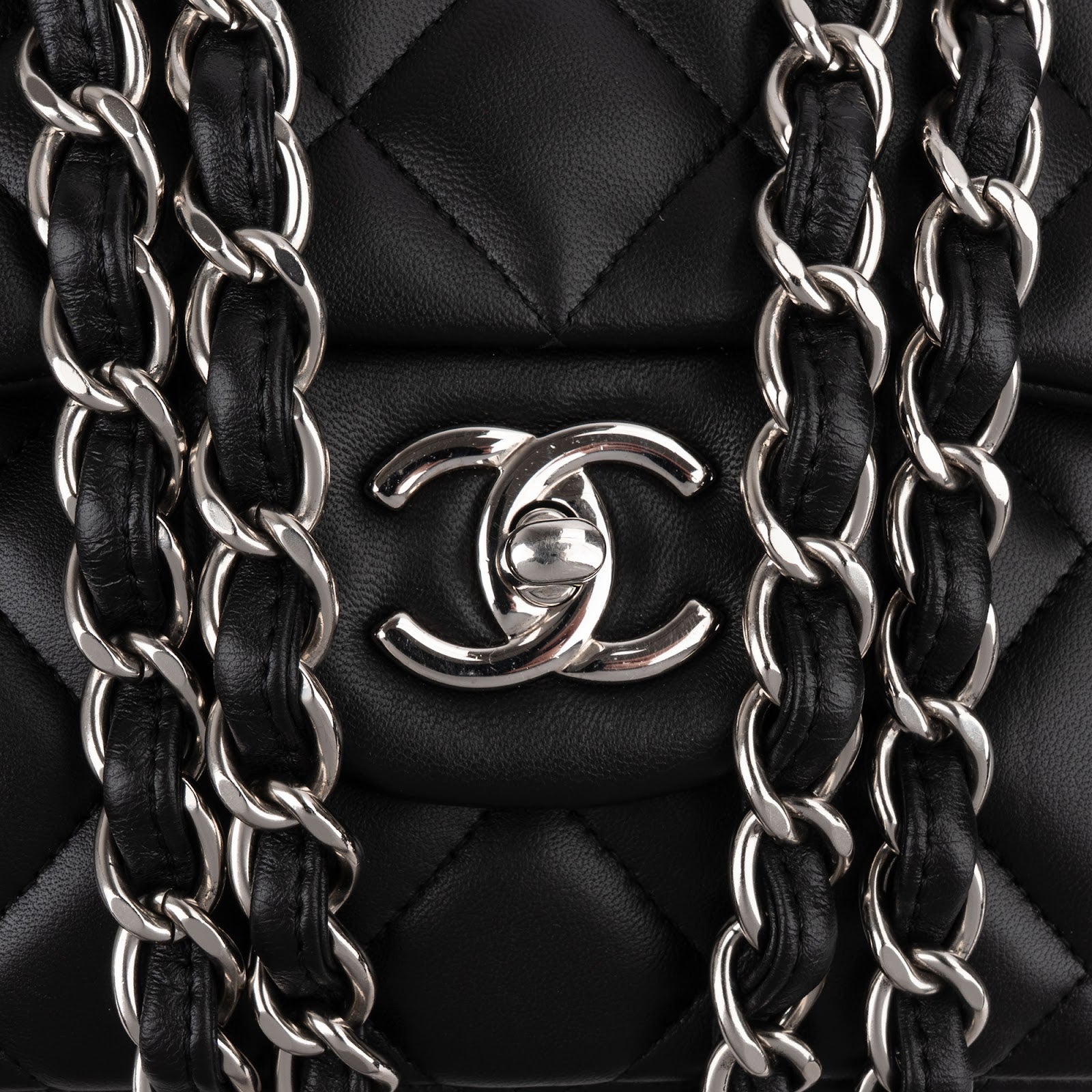 Chanel Quilted Lambskin Palladium Jumbo Double Flap Crossbody Bag