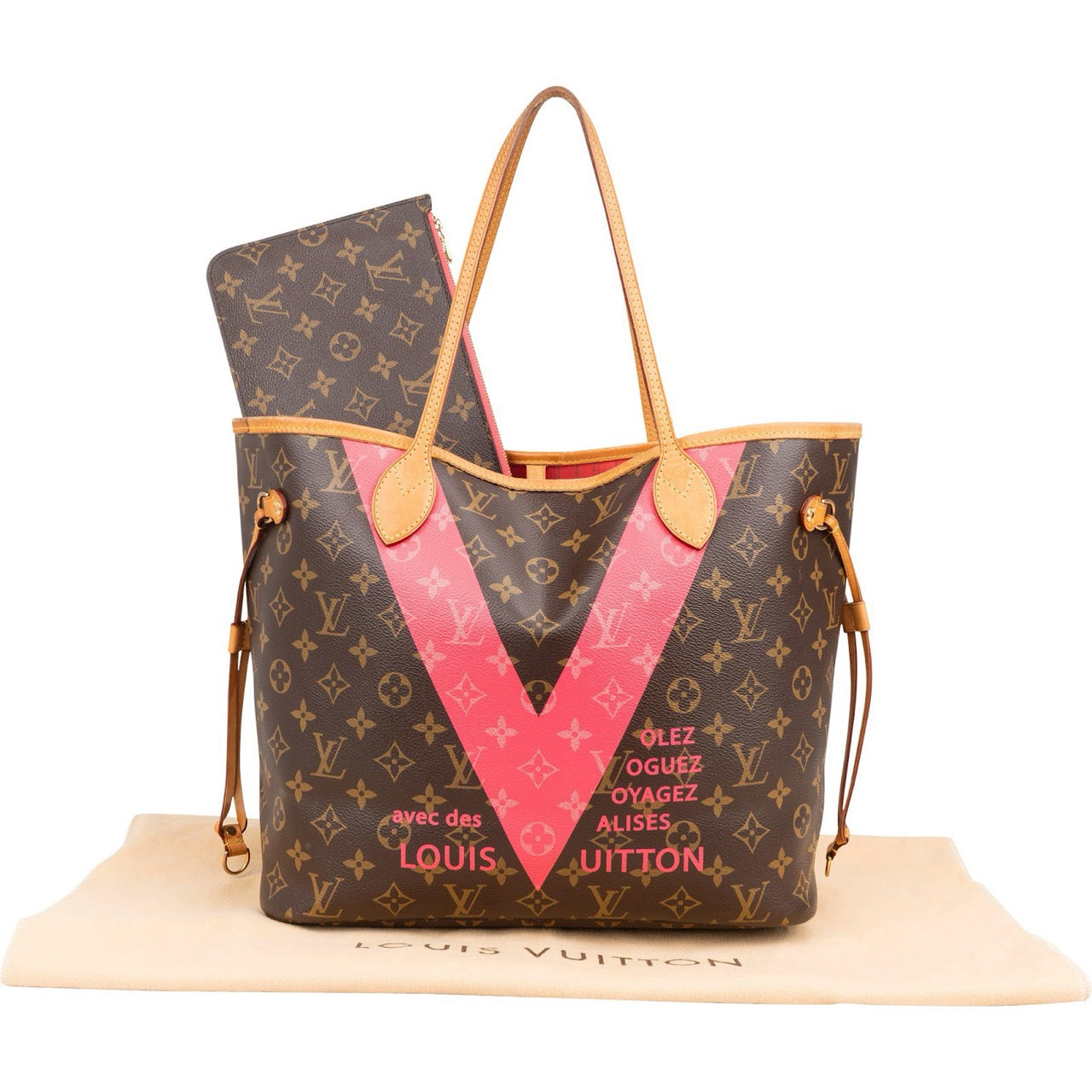 Louis Vuitton Monogram Canvas V Grenade Fuchsia Neverfull MM Shoulder Bag
