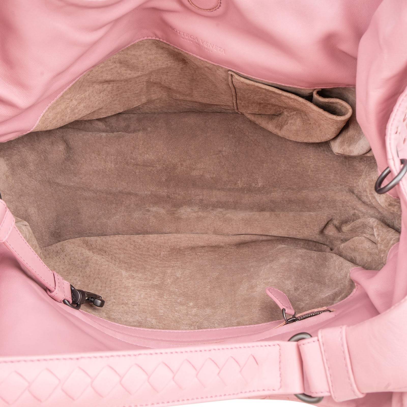 Sac à bandoulière hobo en cuir Intrecciato rose de Bottega Veneta