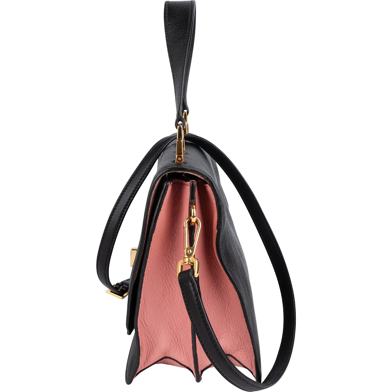 Miu Miu Black Madras Leather Top Handle Crossbody Bag