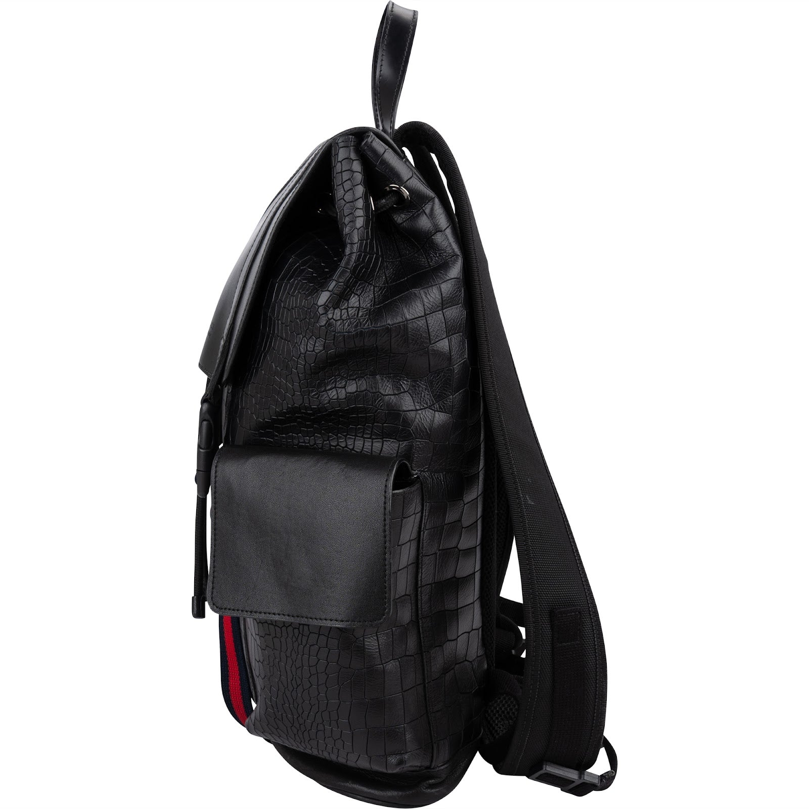 Gucci Crocodile-Embossed Leather Web Stripe Backpack