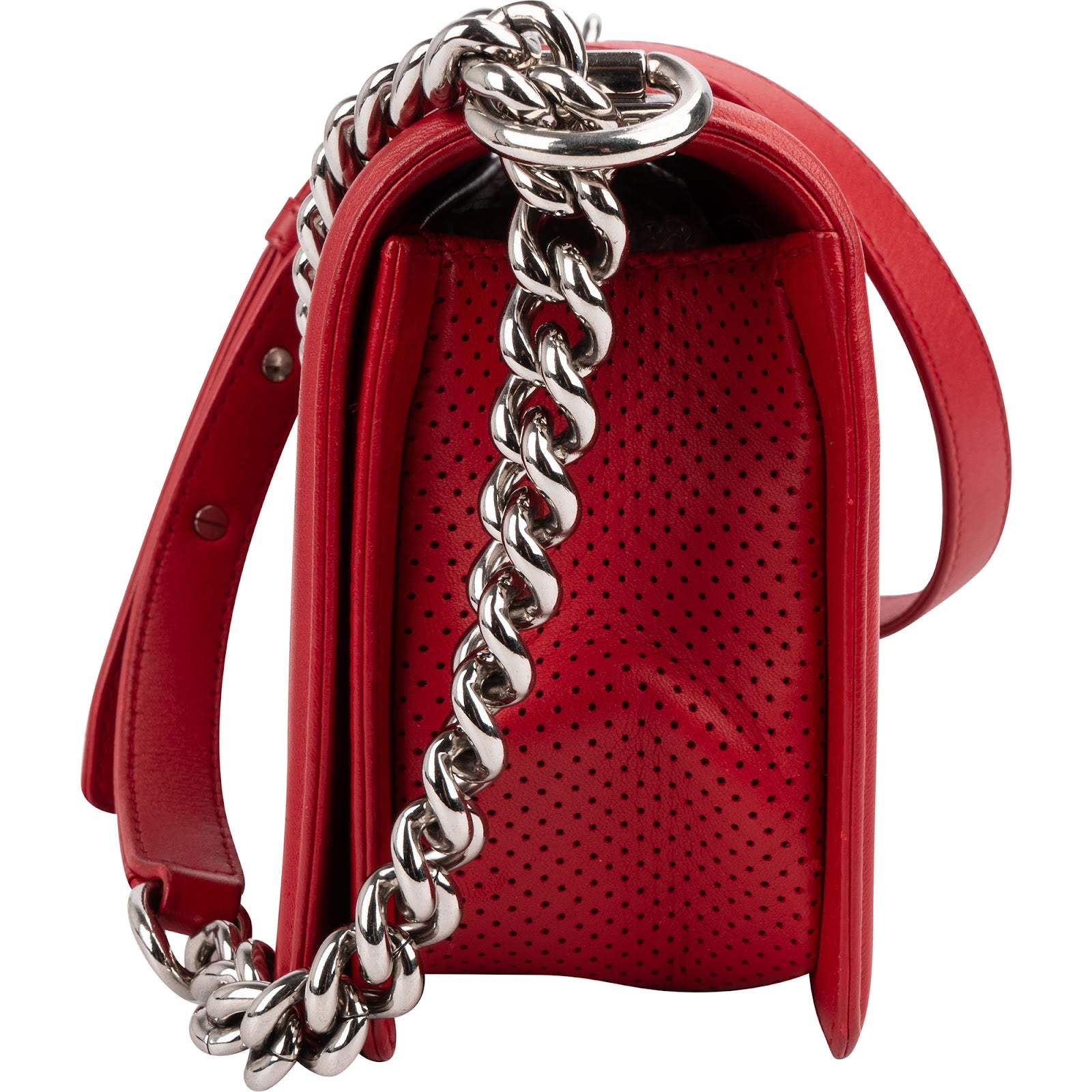 Chanel Perforated Quilted Lambskin Palladium Medium Boy Crossbody Bag