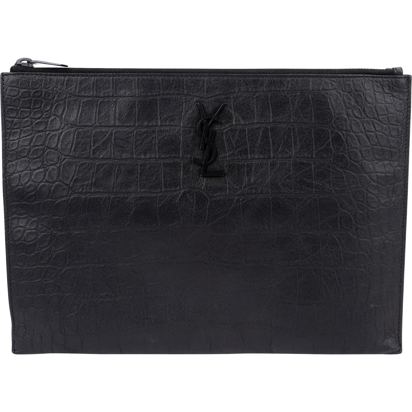 Saint Laurent - Crocodile Embossed Leather Clutch