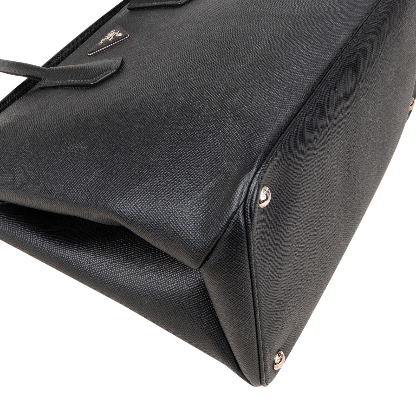 Prada Black Saffiano Leather Lux Turnlock Double Handbag