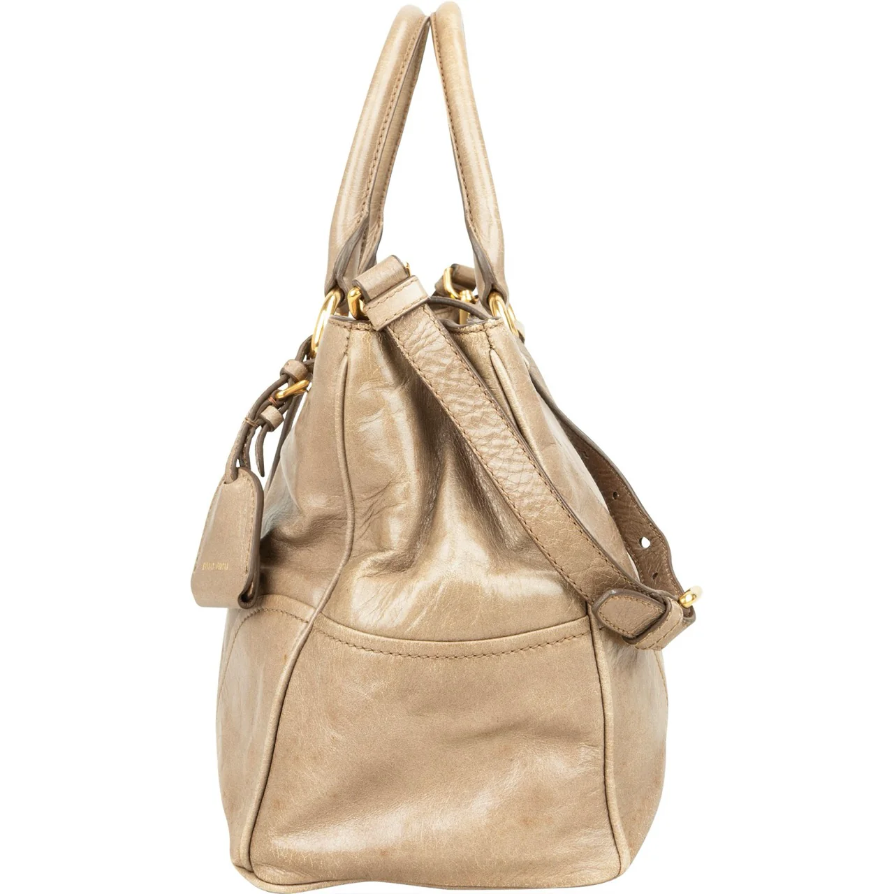 Miu Miu Vitello Lux Leather Tote Handbag