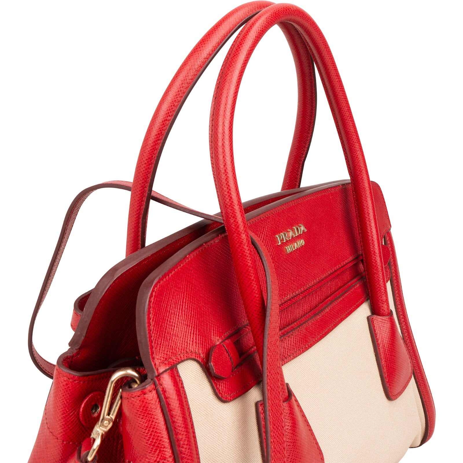 Prada Bicolor Saffiano & Canvas Handbag