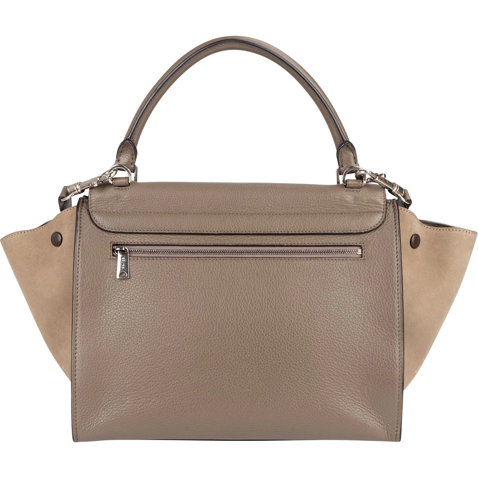 Céline Drummed Calfskin and Suede Trapeze Handbag