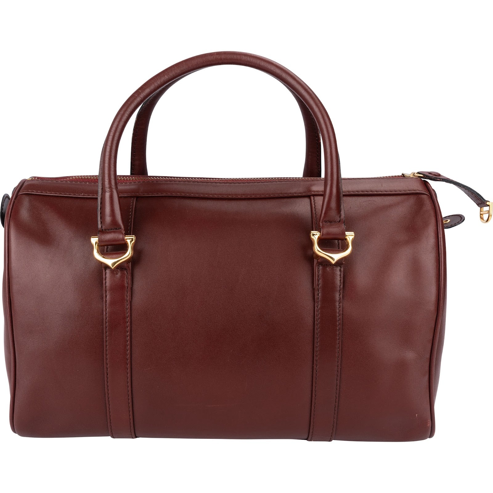 Cartier Bordeaux Leather Must de Cartier Boston Handbag