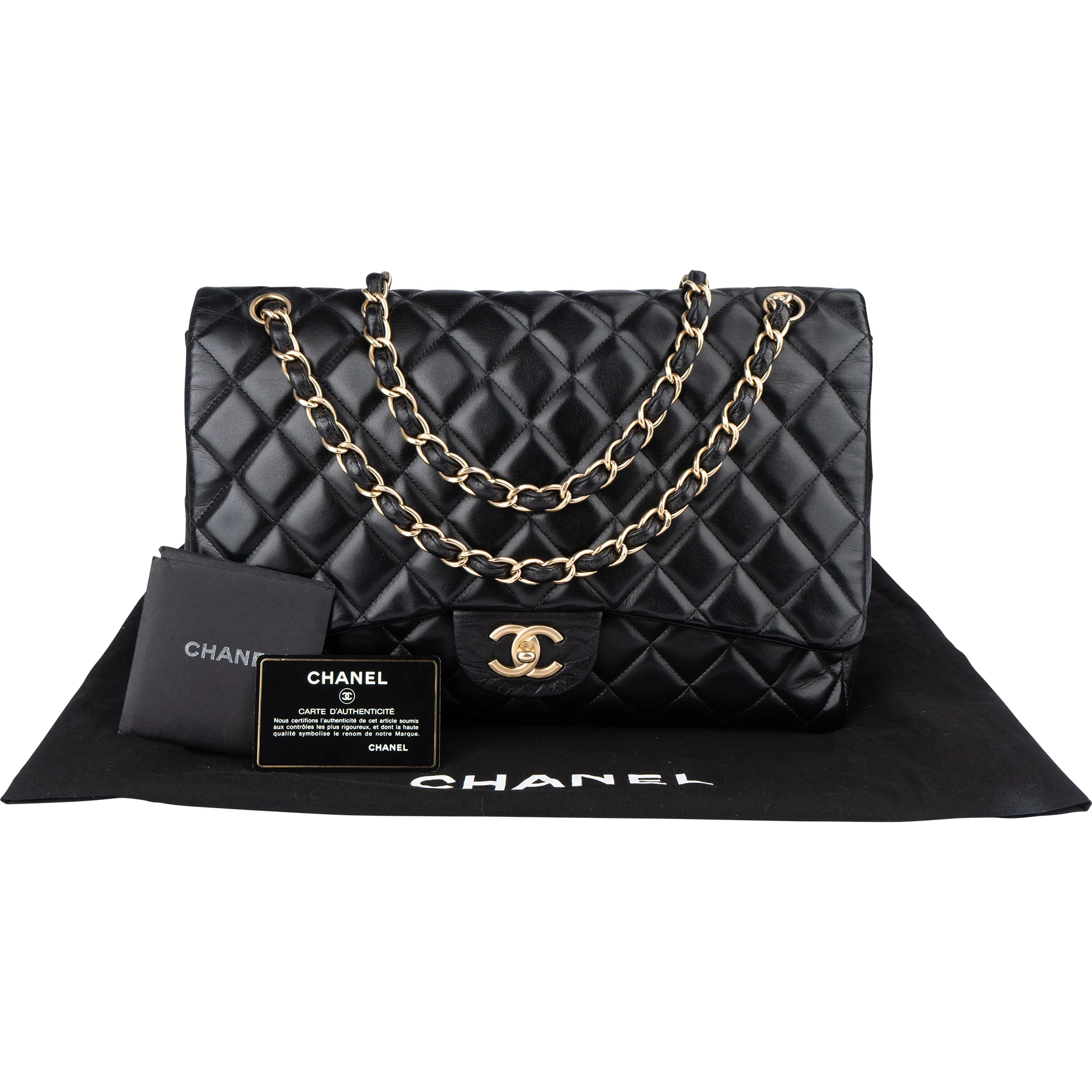Chanel Quilted Lambskin Maxi Single Flap Crossbody Bag