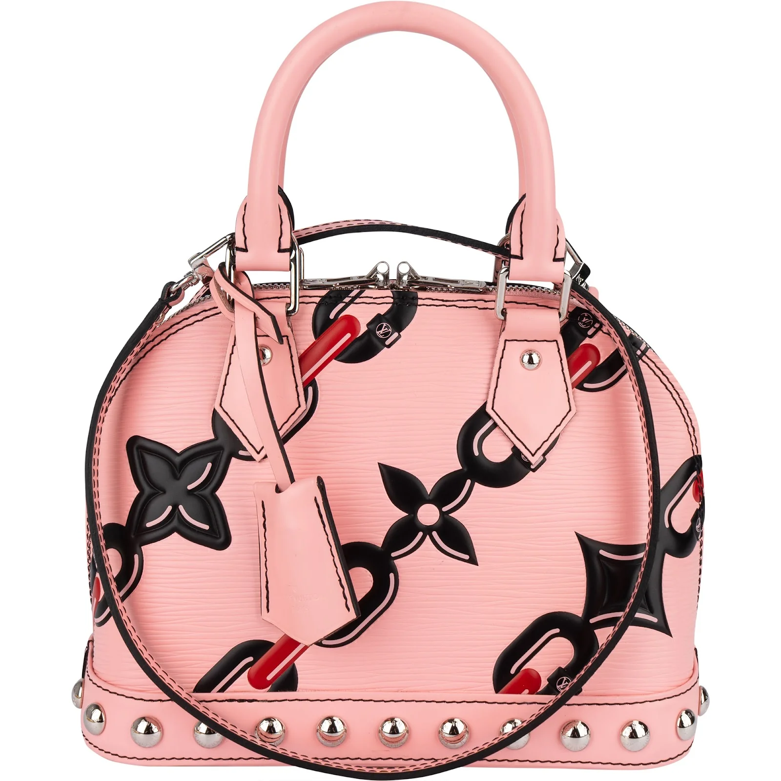 Louis Vuitton Pink Epi Leather Chain Flower Alma BB Handbag