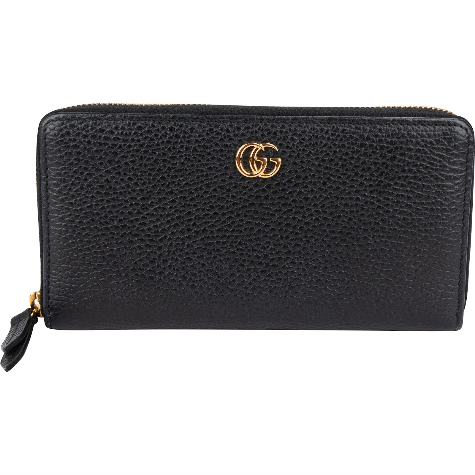 Gucci Pebbled Leather GG Zip Around Wallet