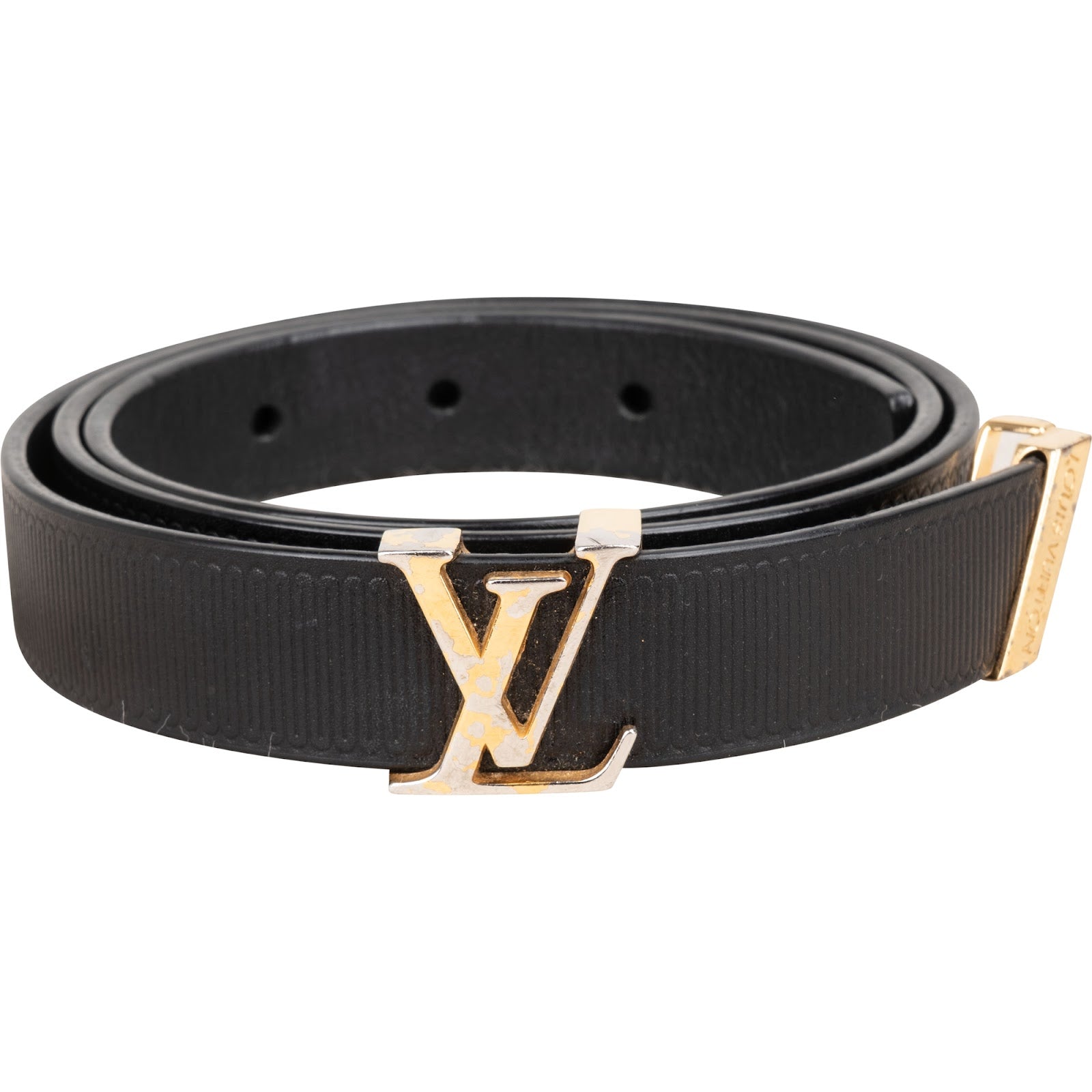 Louis Vuitton Noir Leather LV Pyramide Gürtel (75 / 30) M9575