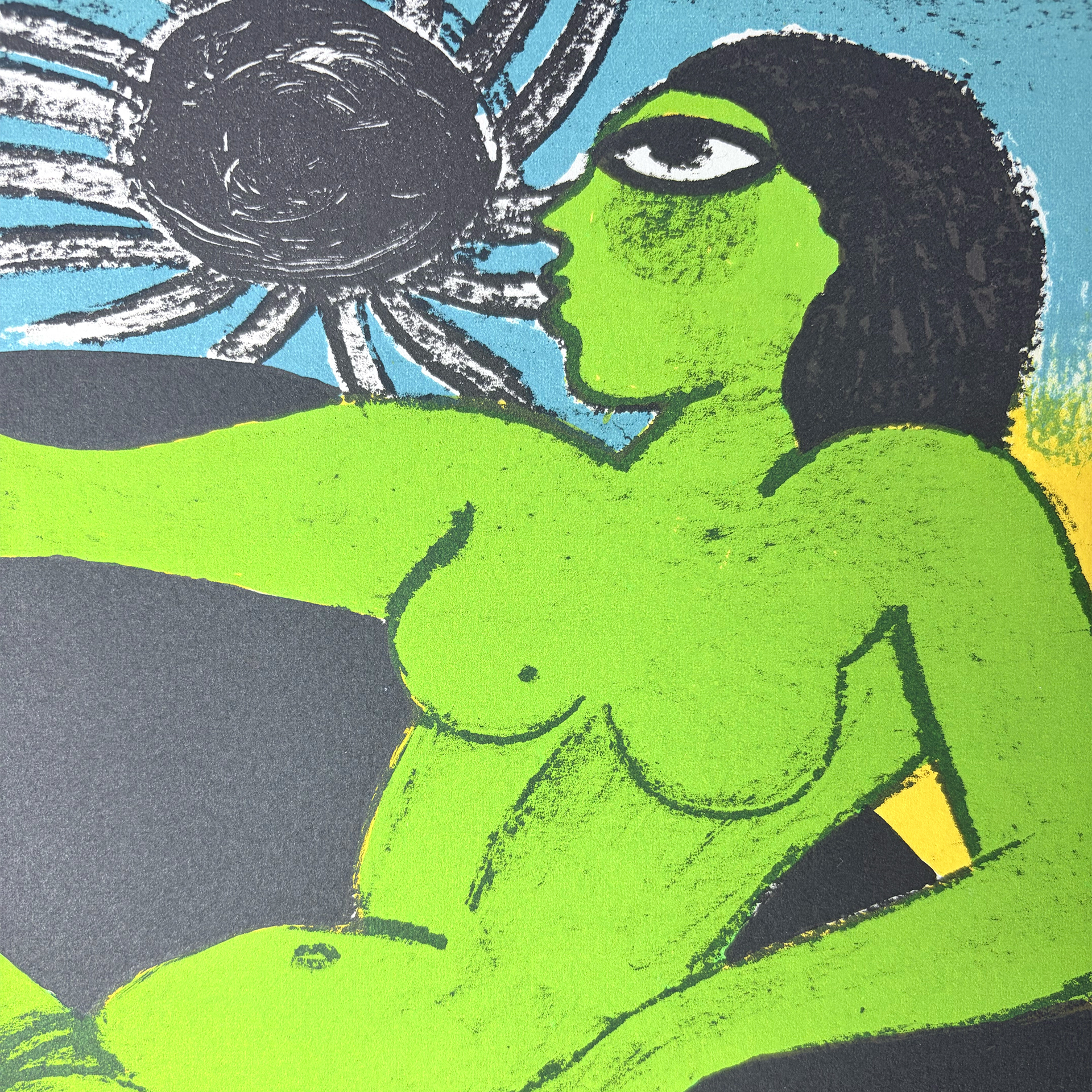 Corneille  -  Dans le ciel, le soleil - Nu sur le sofa -  Lithographie