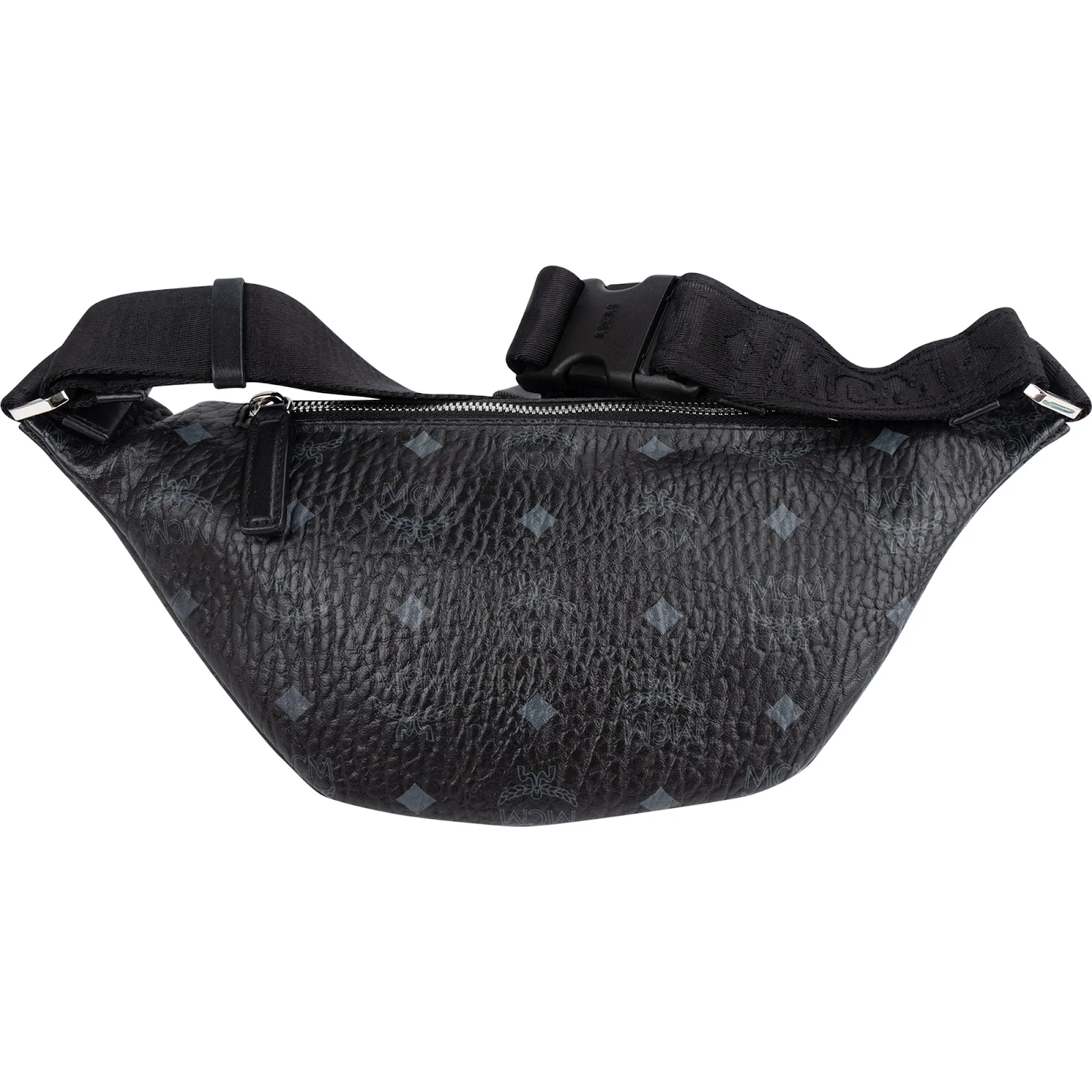 MCM Black Leather Visetos Coated Fursten Belt Crossbody Bag