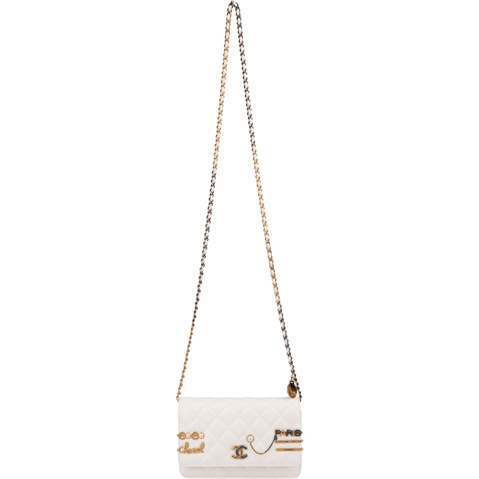 Chanel - Paris-Cosmopolite Charms Two-Tone Wallet On Chain Crossbody Bag