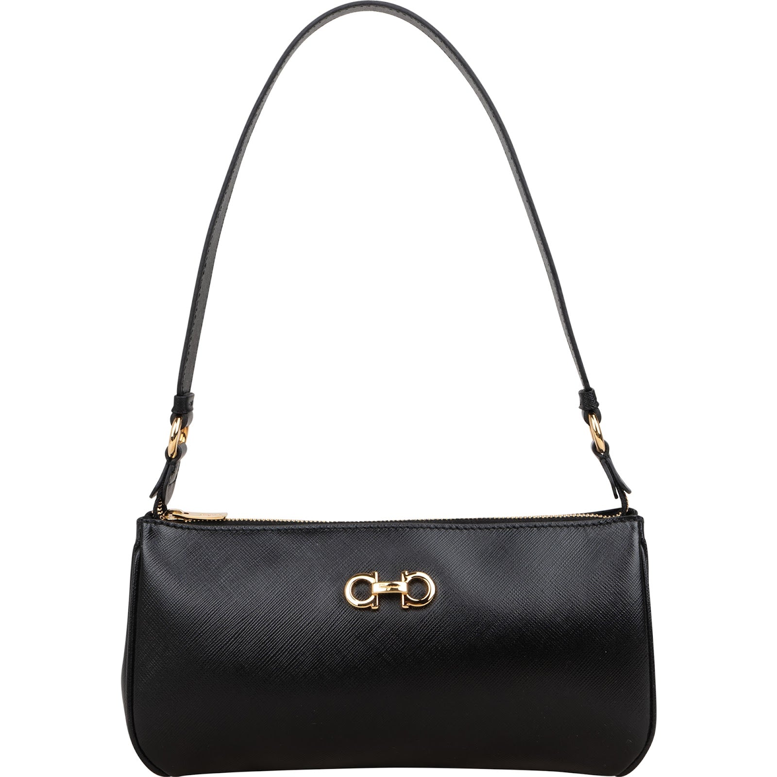 Salvatore Ferragamo Saffiano Leather Gancini Baguette Shoulder Bag