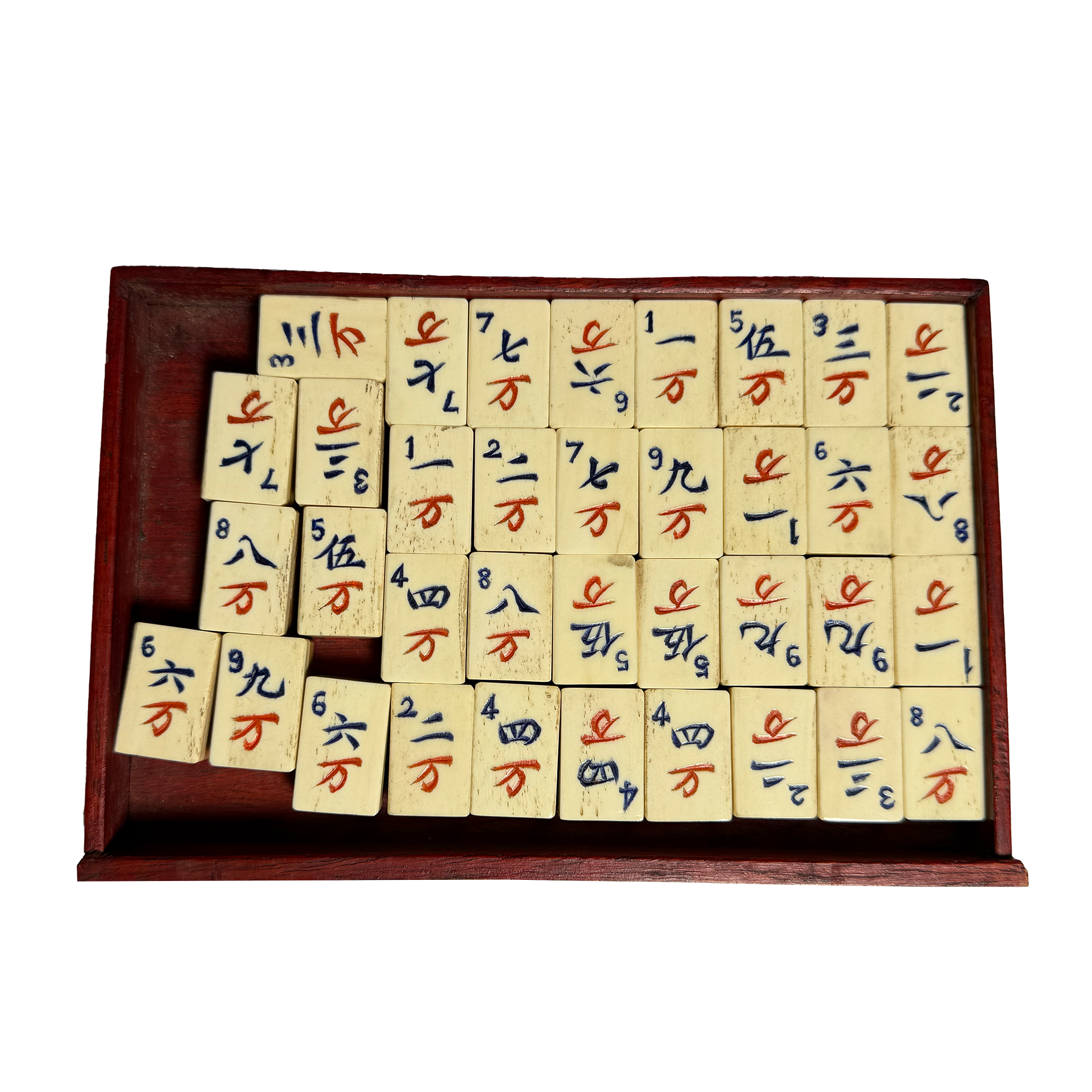 Antikes Mah-Jongg-Spiel in Rosenholz-Box - Anfang des 20. Jahrhunderts
