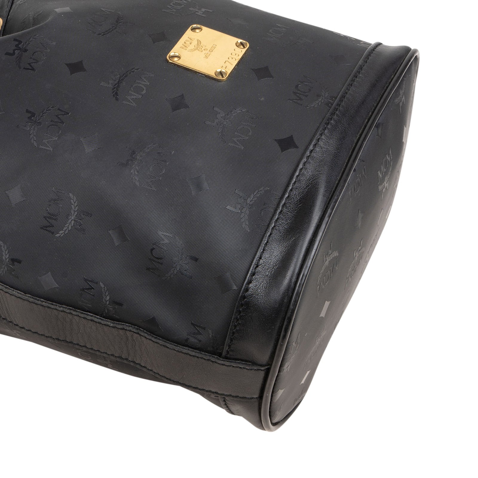 MCM Monogram Visetos Nylon Drawstring Bucket Crossbody Bag