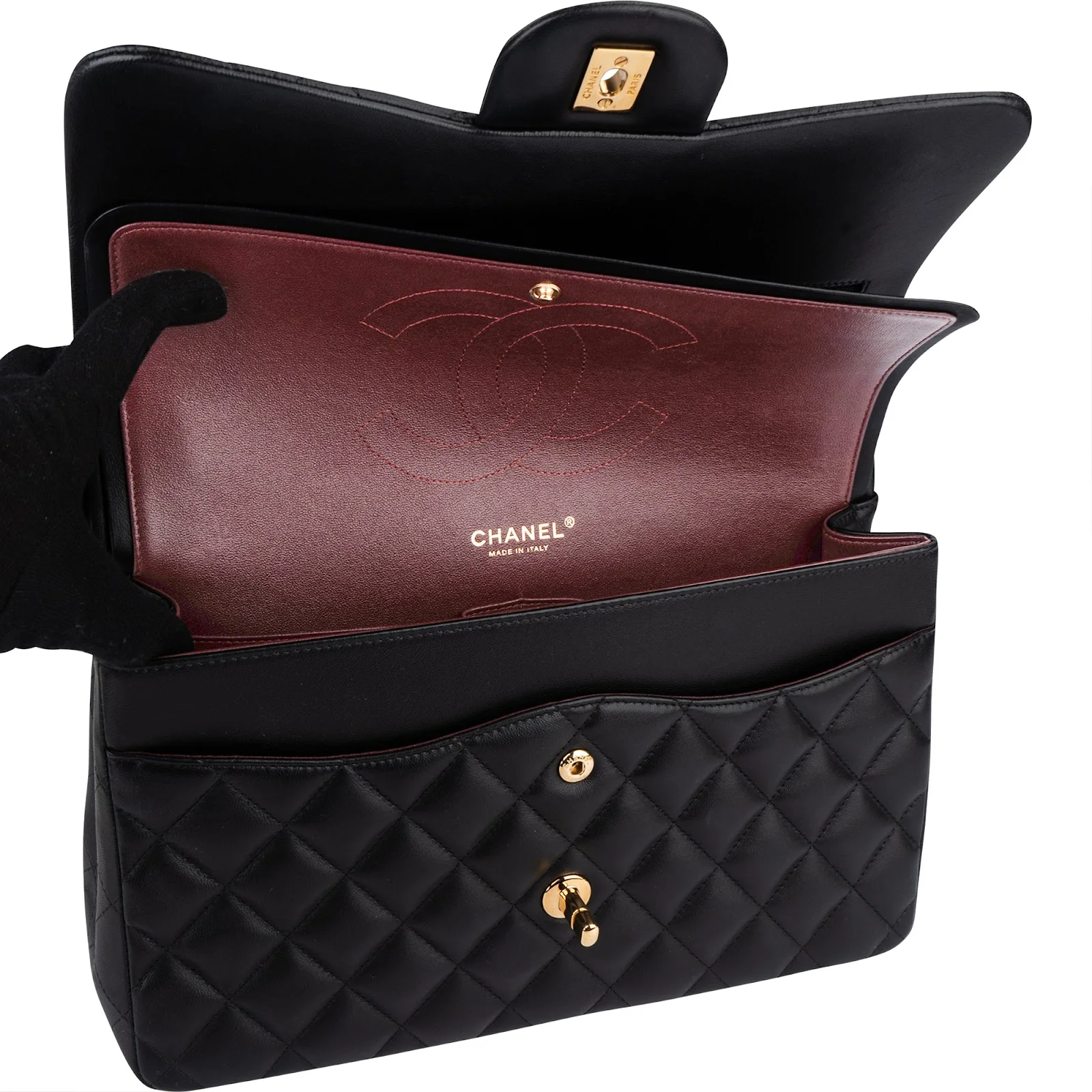 Chanel Quilted Lambskin Jumbo Double Flap Crossbody Bag