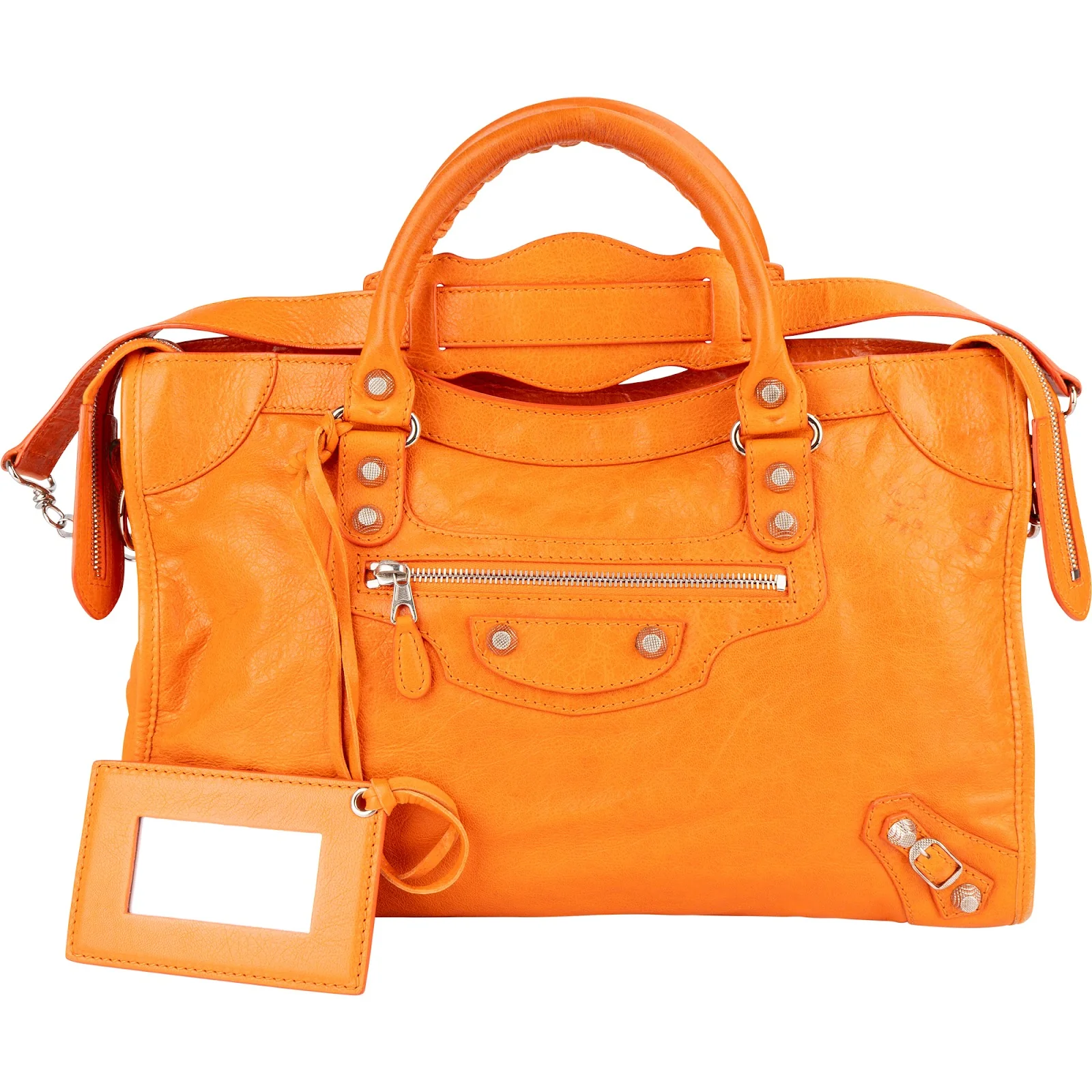 Balenciaga Orange Leather City Handbag