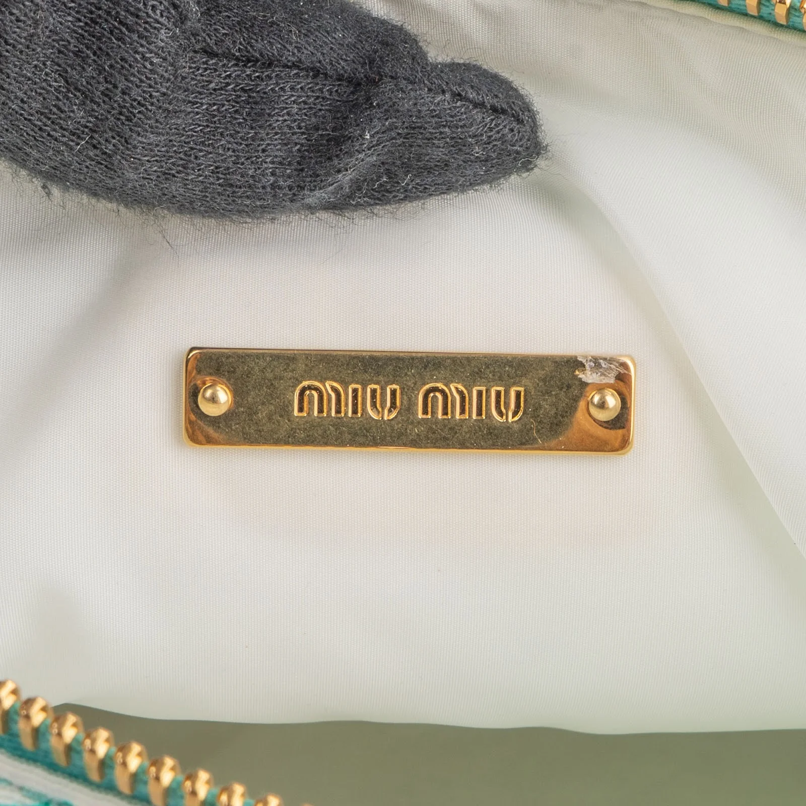 Miu Miu Nylon Flower Print Mini Pouch Handbag