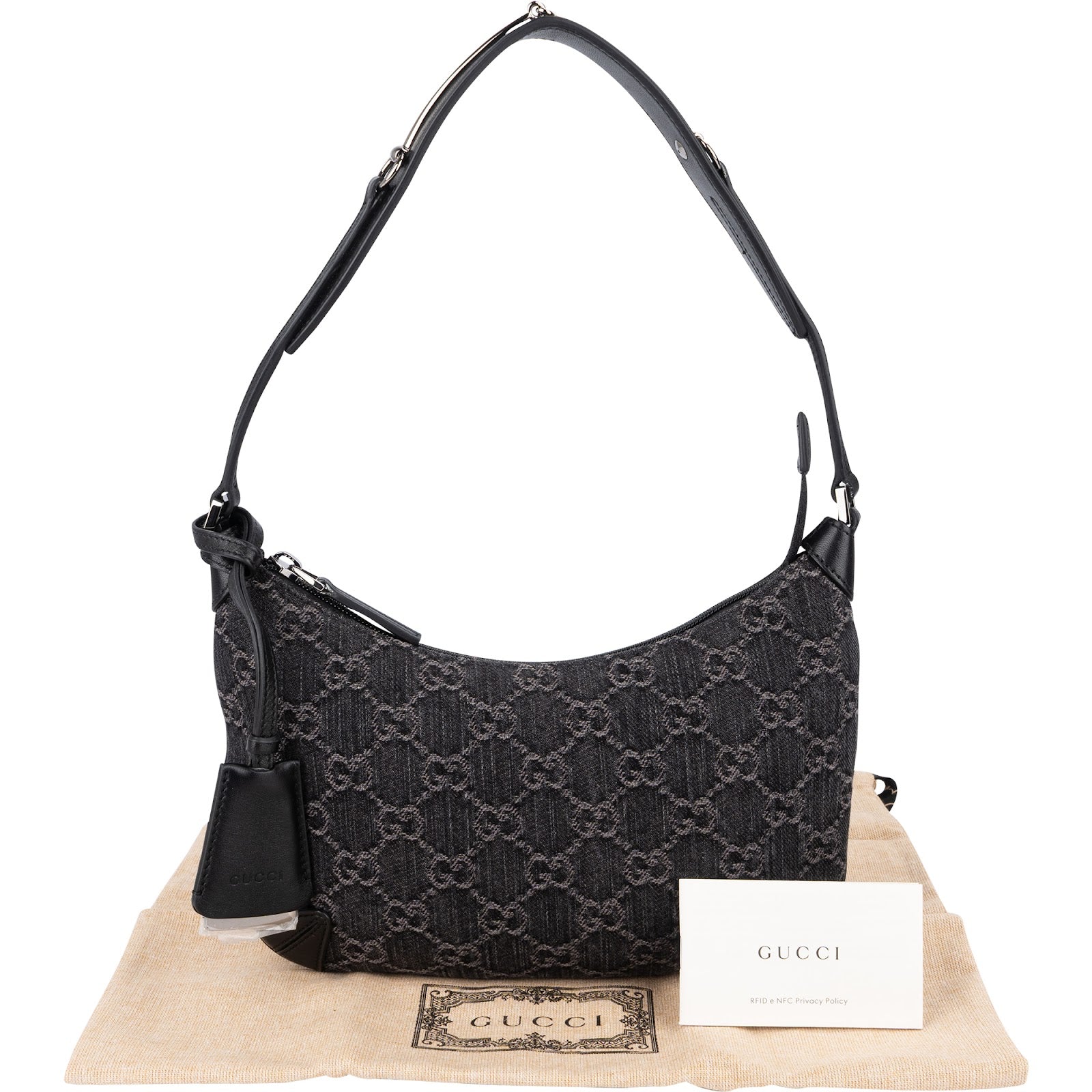 Gucci Monogram GG Denim Horsebit Hobo Shoulder Bag
