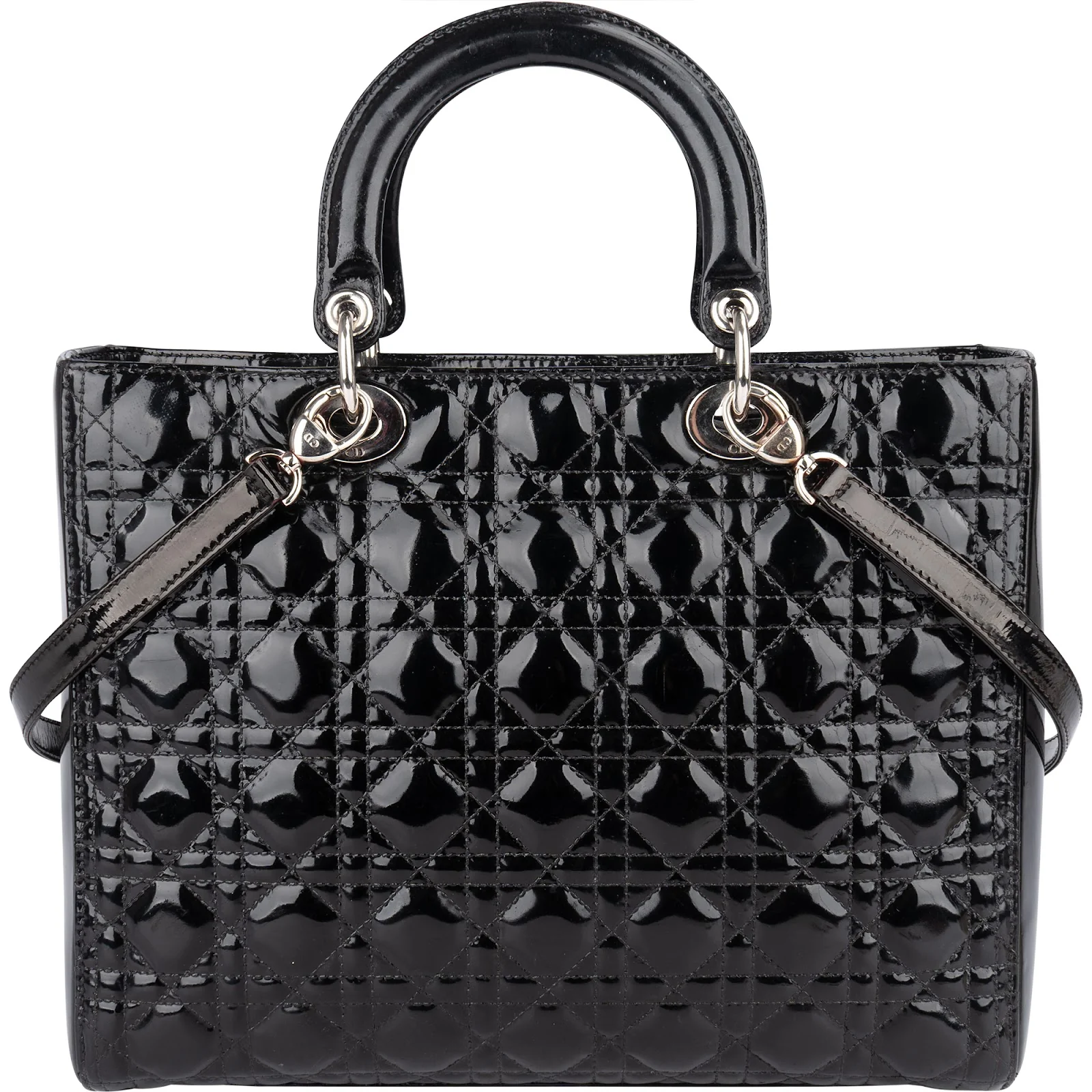 Christian Dior Quilted Patent Leather Lady Dior Handbag