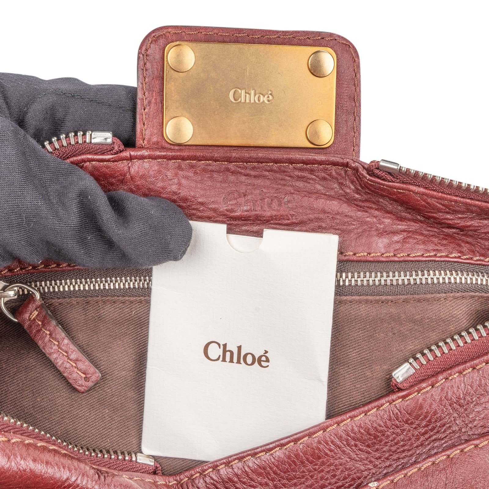 Chloé Bordeaux Leather Paddington Handbag