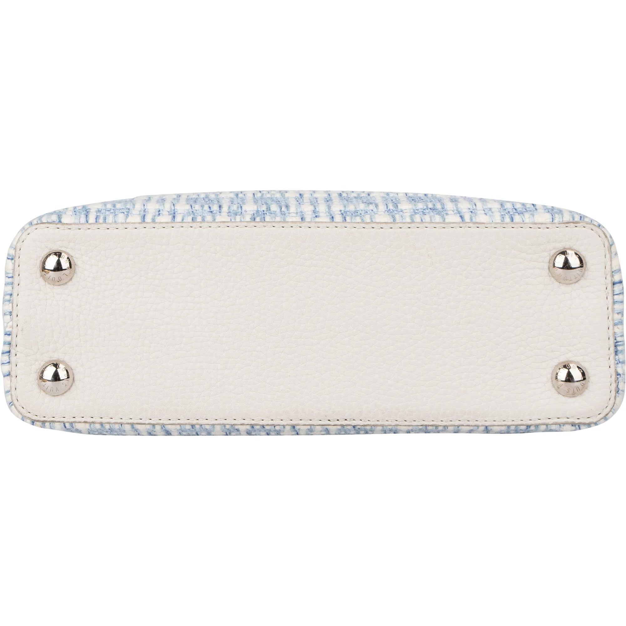 Louis Vuitton Bleu Blanco Tweed Capucines BB Handbag