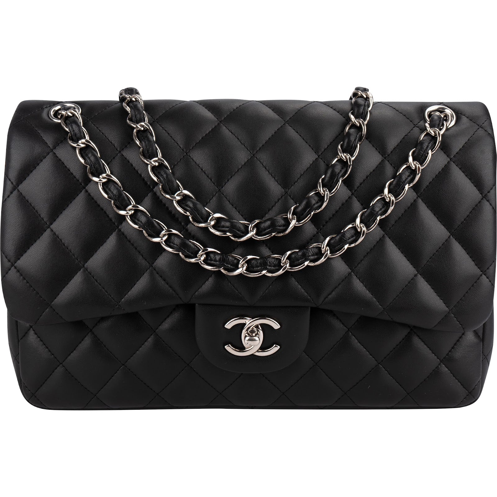 Chanel Quilted Lambskin Palladium Jumbo Double-Flap Crossbody Bag
