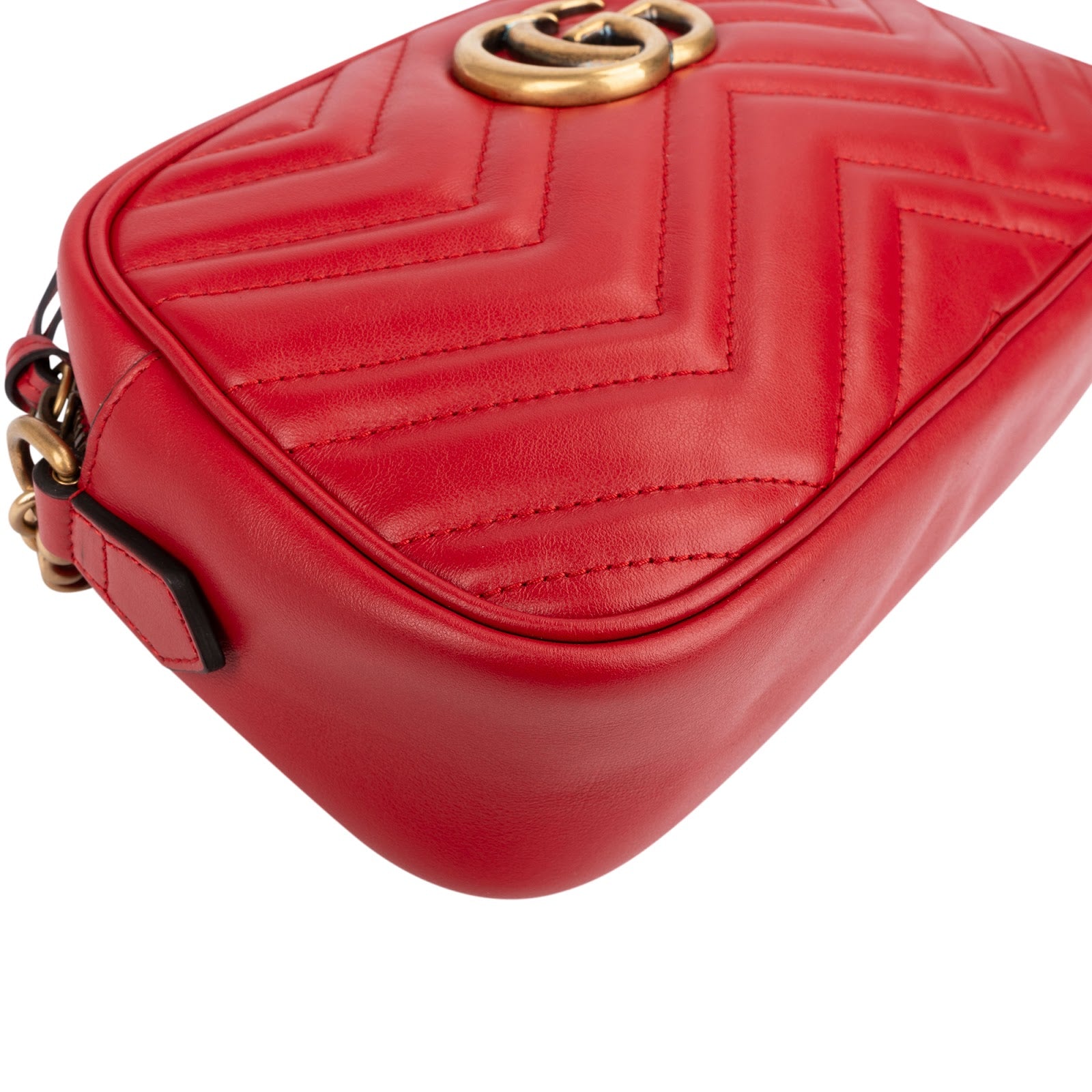 Gucci Chevron Leather GG Marmont Medium Crossbody Bag