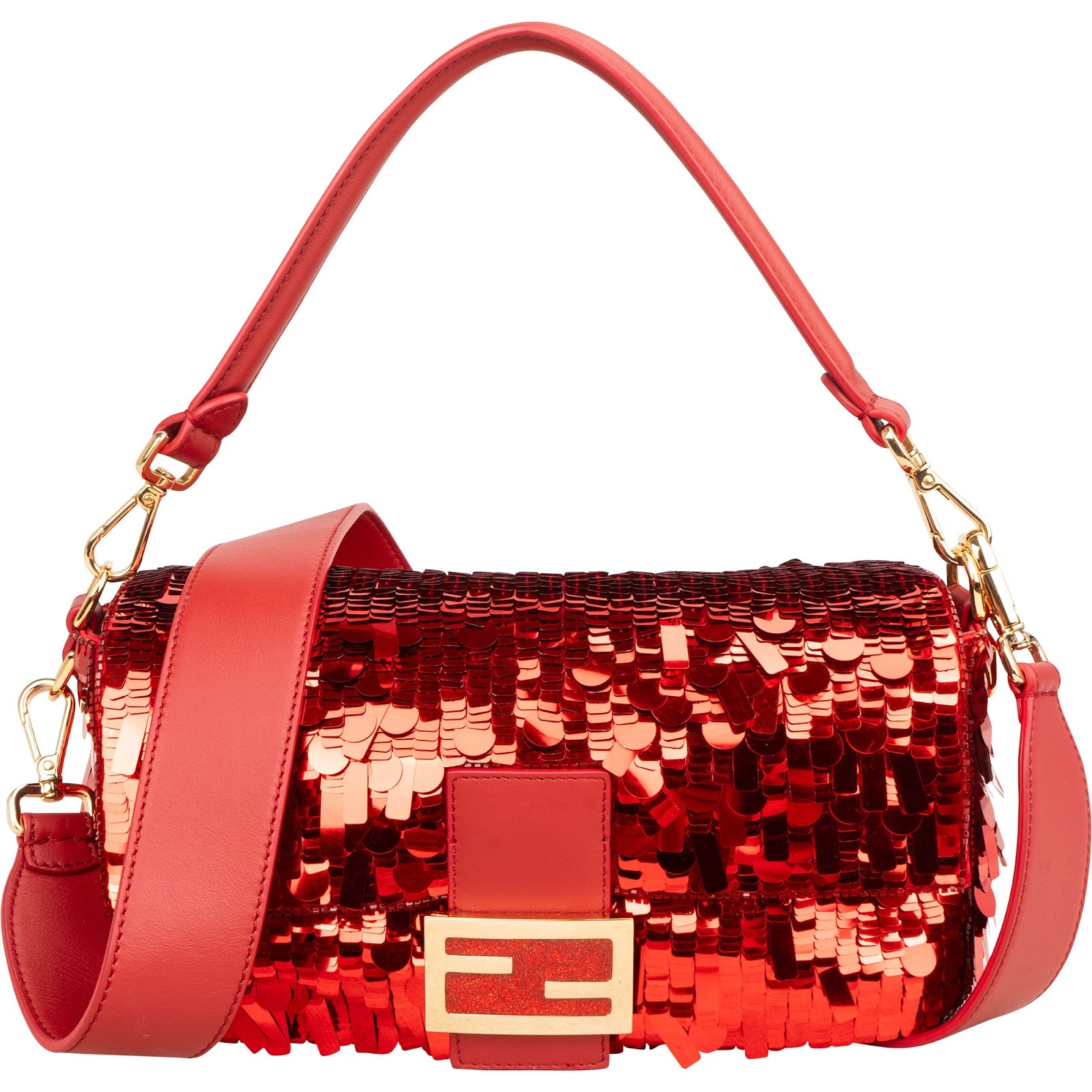 Fendi Red Sequin Limited Sex And The City Baguette Shoulder Bag
