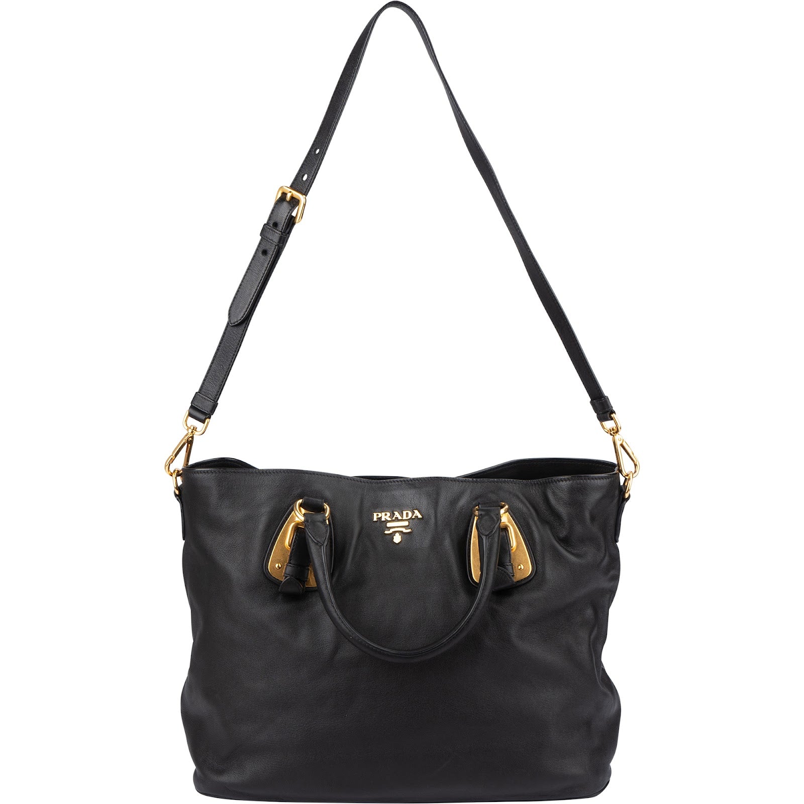 Prada - Calfskin Buckle Tote Shoulder Bag