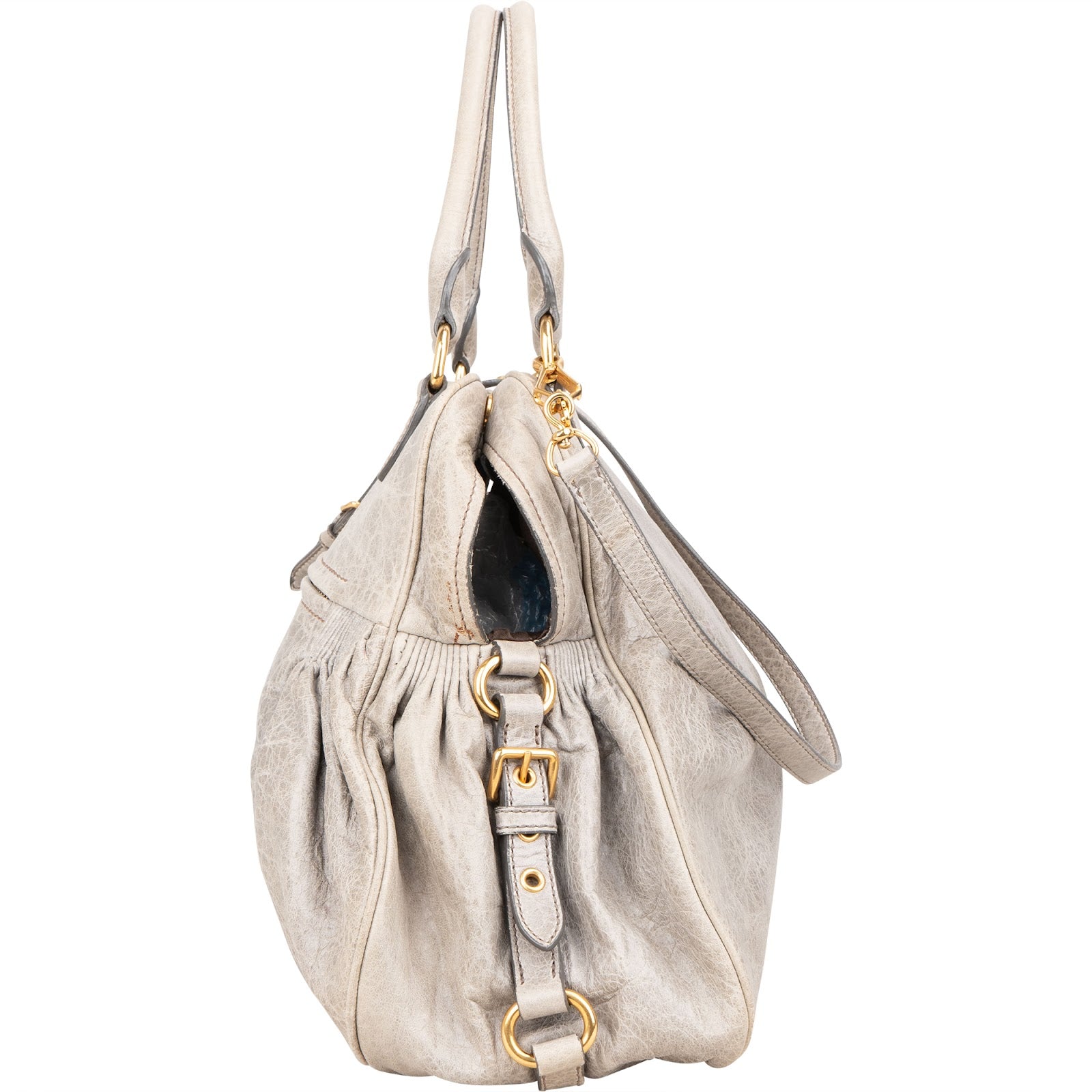 Miu Miu Vitello Lux Leather Padlock Handbag