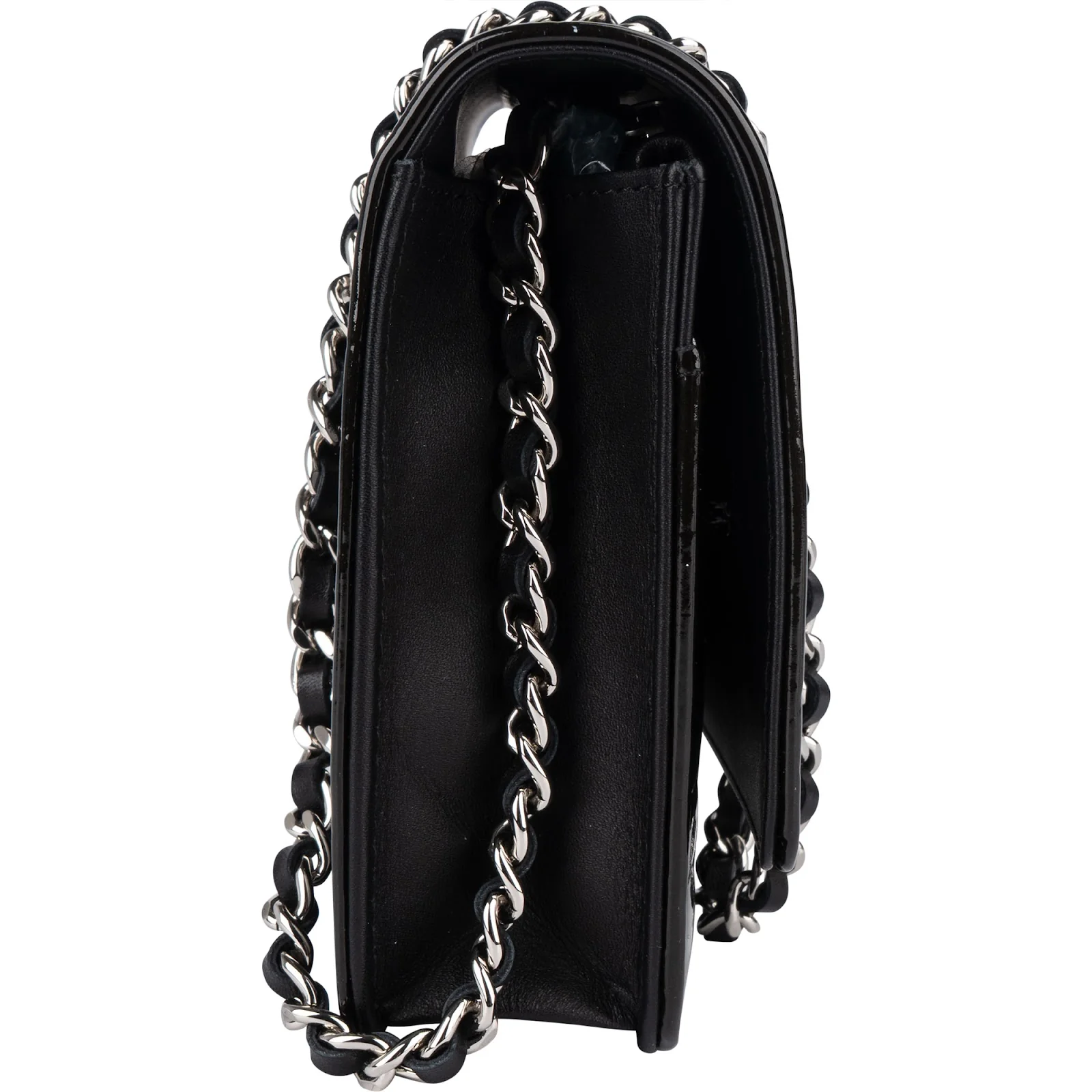 Chanel Patent Embossed Leather Camellia Wallet On Chain Crossbody Bag