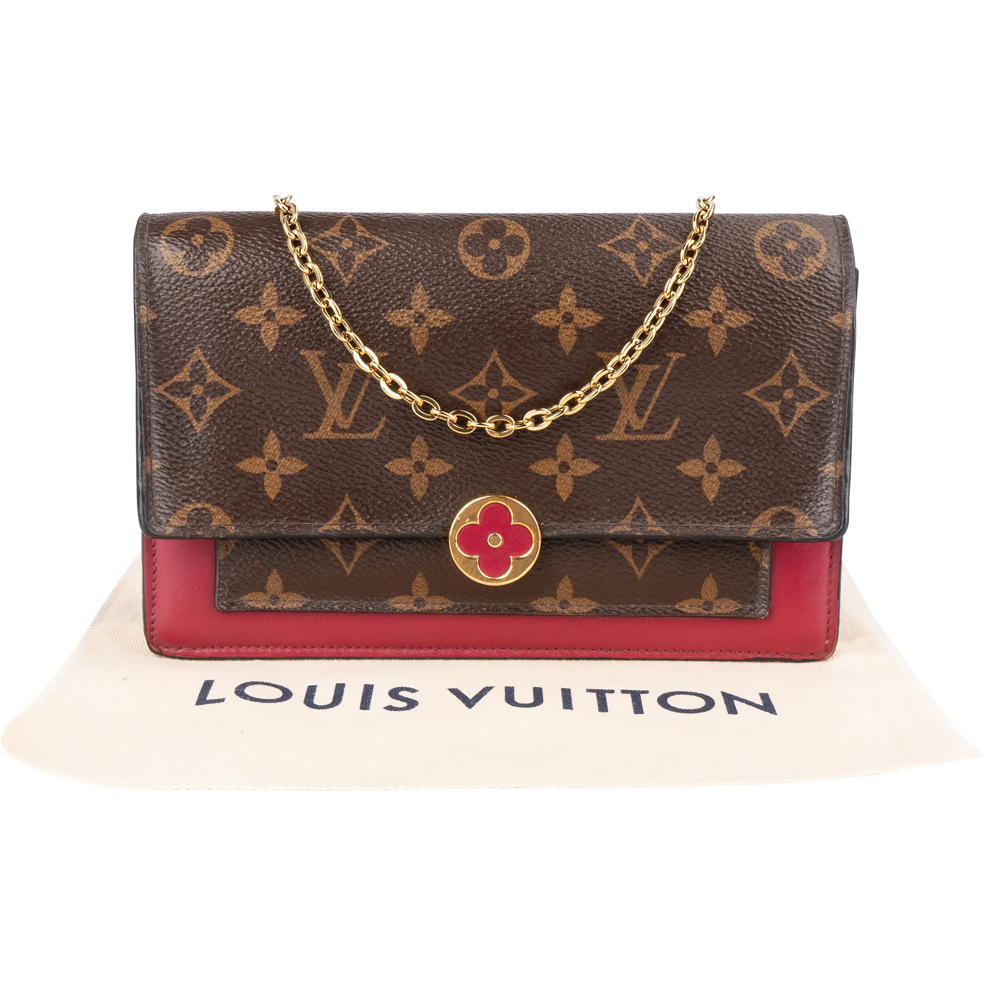 Louis Vuitton Monogram Canvas Flore Wallet On Chain Crossbody Bag