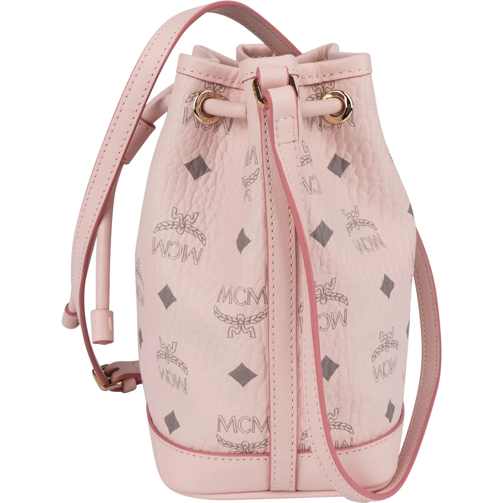 MCM Pink Monogram Visetos Mini Drawstring Crossbody Bag