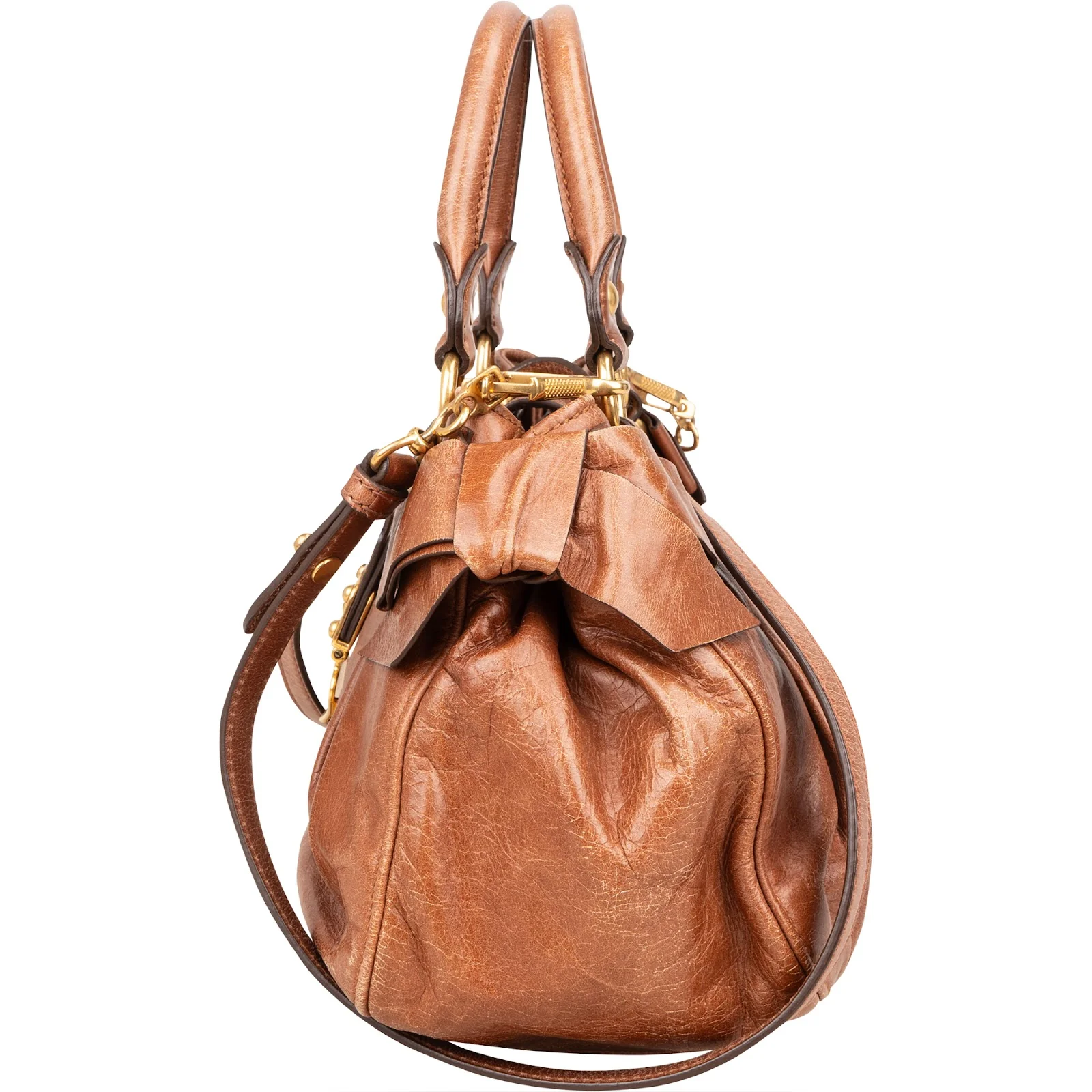 Miu Miu Vitello Lux Bow City Handbag