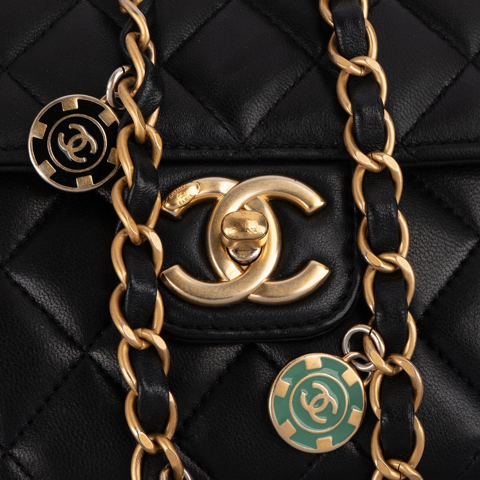 Chanel Quilted Lambskin Mini Rectangular Flap Casino Charms Crossbody Bag