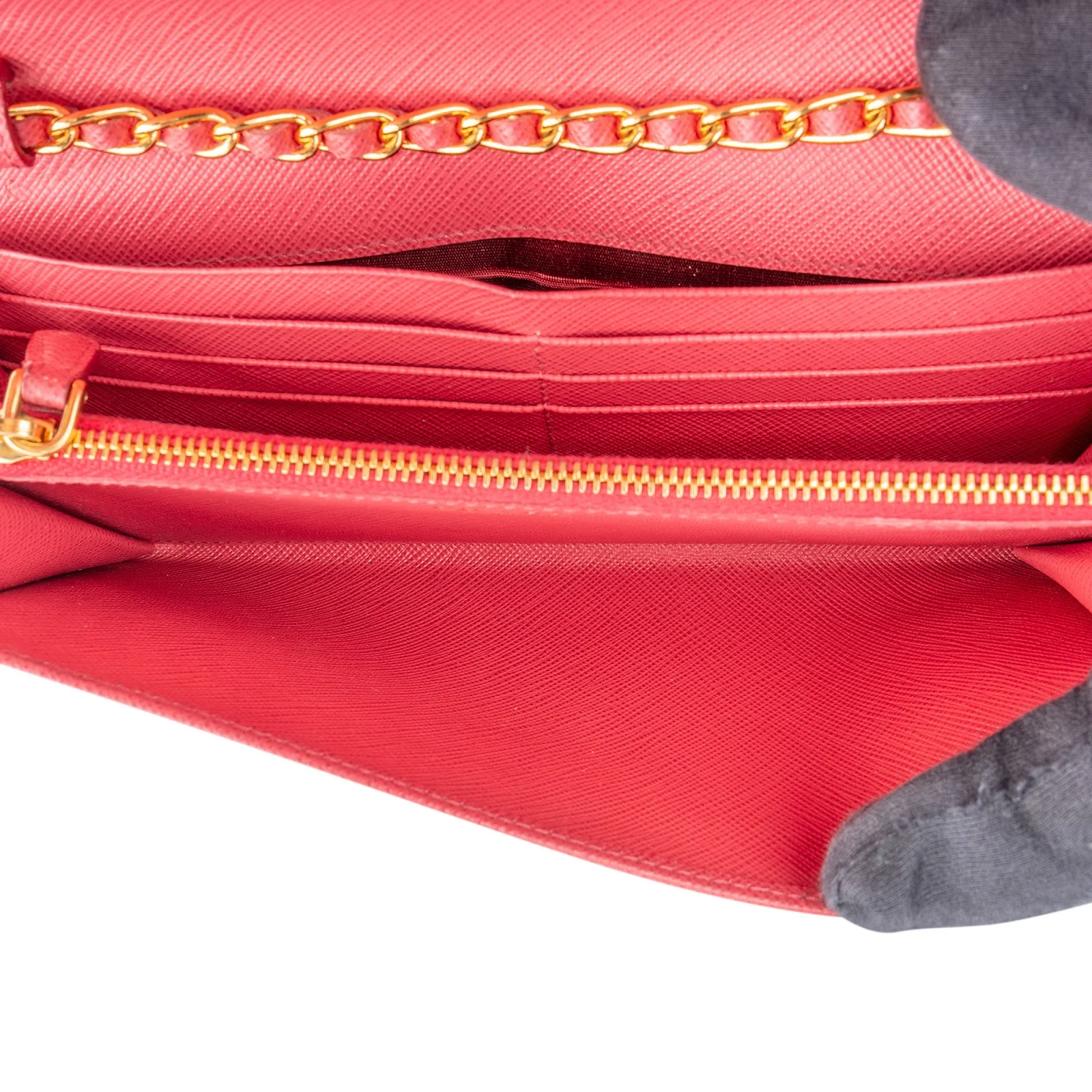 Prada Pink Saffiano Leather Wallet On Chain Crossbody Bag