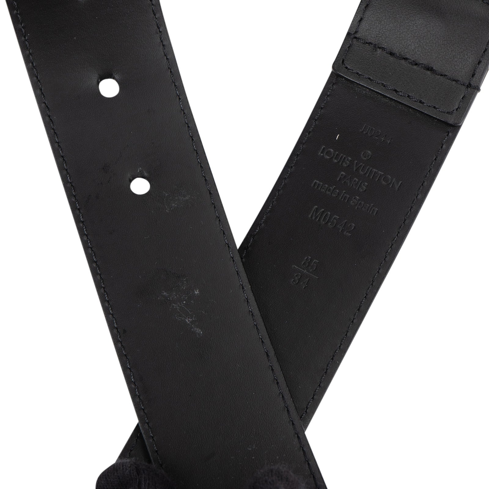 Louis Vuitton Noir Leather Ceinture Classique Belt (85 / 34) M0542