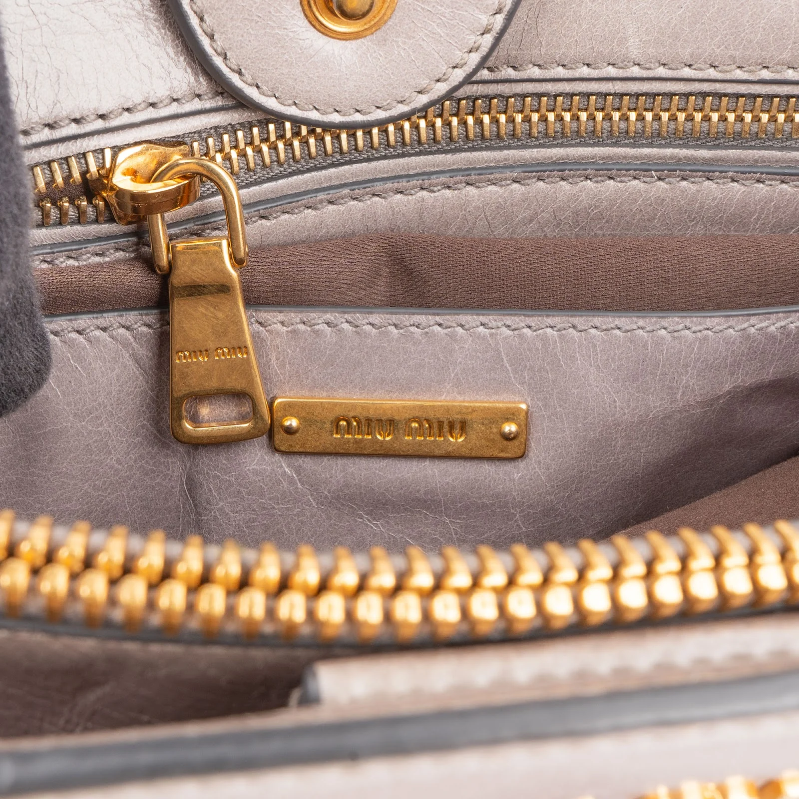 Miu Miu Grey Vitello Lux Handbag