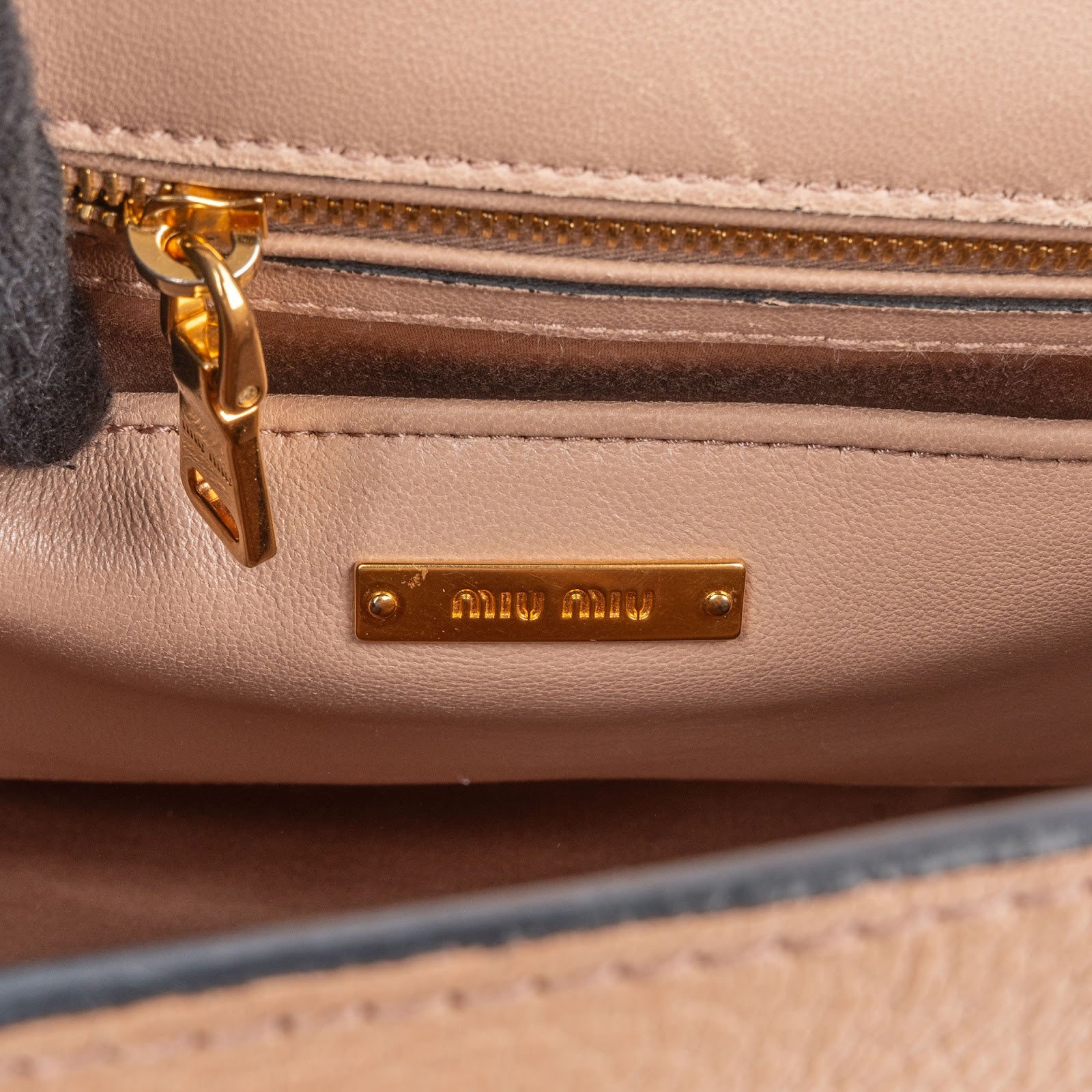 Miu Miu Pebbled Leather Madras Braided Handle Handbag